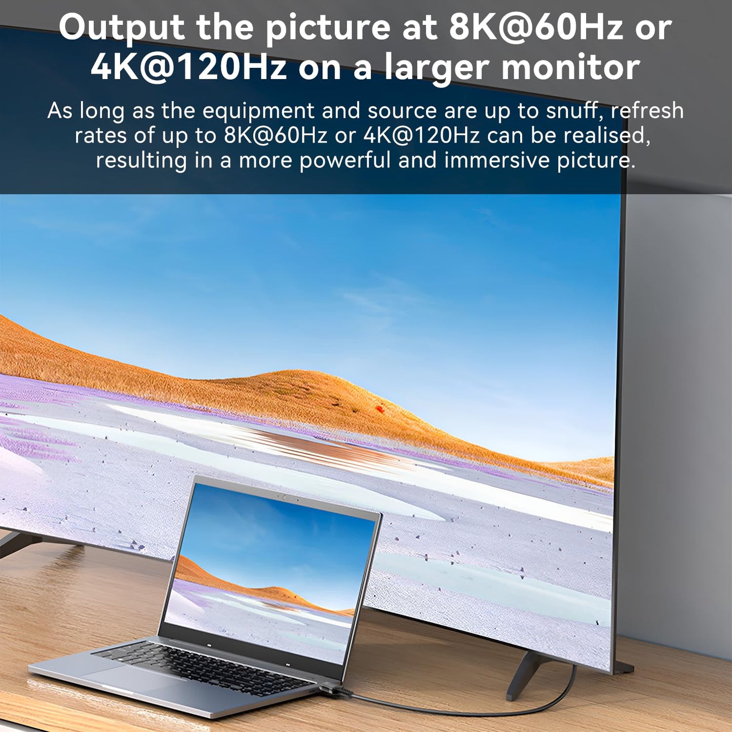 FDBRO 8K DisplayPort to HDMI Cable Active 8K@60Hz 4K@120Hz 32.4Gbps, Uni-Directional, DP 1.4 to HDMI 2.1 Cord Support HDR/HDCP 2.2/DSC 1.2 for Gaming Monitor, TV, PC (Gray & Black, 3M (10FT))