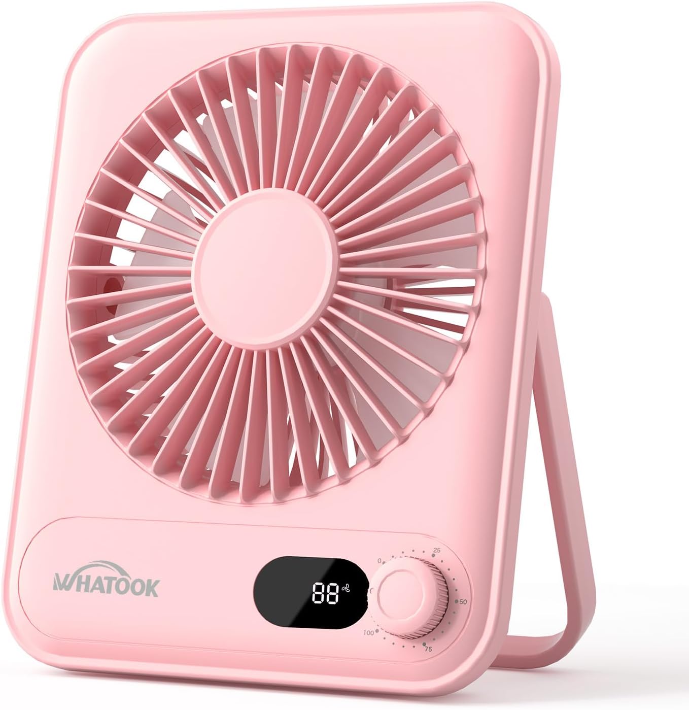 WHATOOK Small Desk Fan Personal Fans: 5000mah 25 Hours Battery Office Quiet Mini Desktop Fan Portable Rechargeable Travel Essentials
