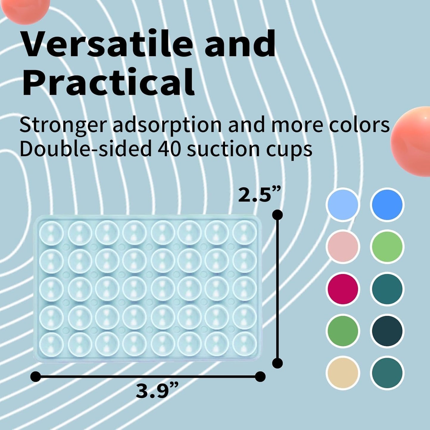 Octobudy Silicone Sticky Grip Suction Cup Phone Mount - Double Sided, Higher Suction Power Holder for Hands-Free Selfies & Videos,Silicone Phone Sticky Grip Compatible iPhone Android（Blue）