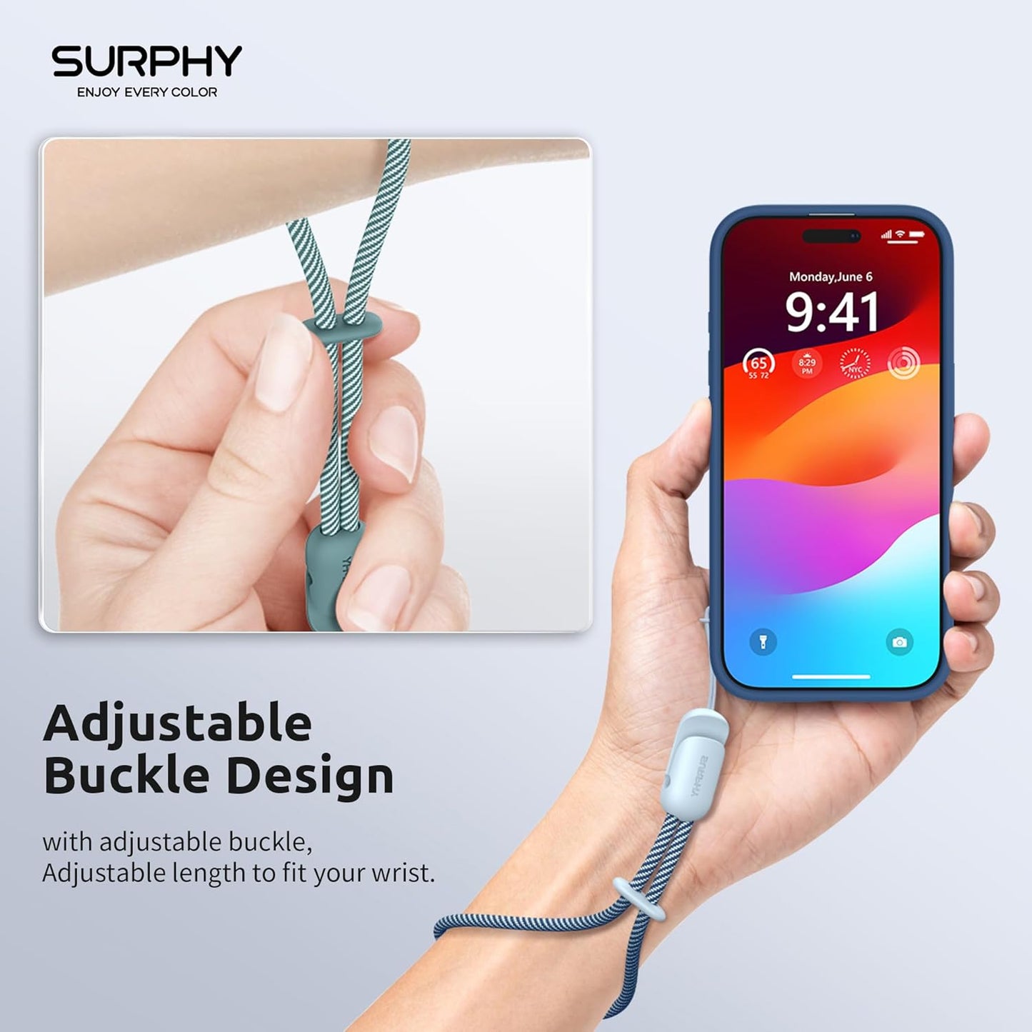 SURPHY 2 Pack Phone Lanyard for Cellphone Case, Phone Wrist Strap for Case, Cellphone Strap with 2-Color Braided, Charm Wrist Lanyard for Women and Men, Cloud Blue & Green