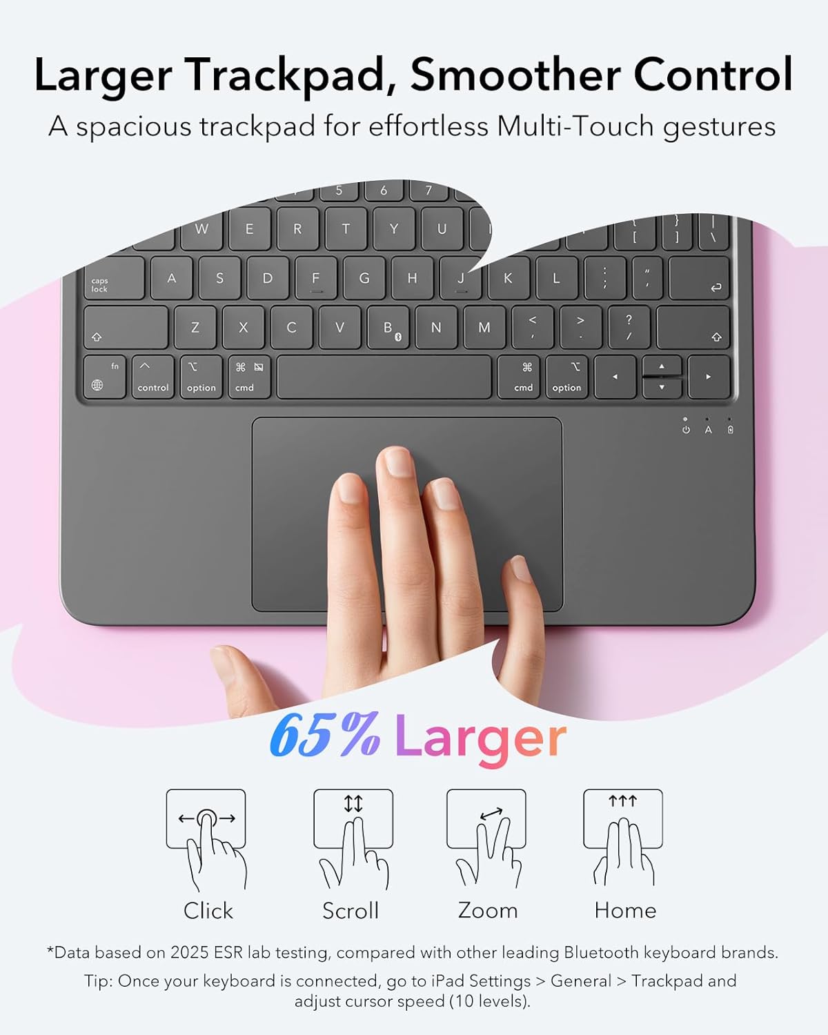 ESR for iPad (A16) 11th/10th Gen Flex Keyboard Case, Ultra-Light Magnetic Detachable Keyboard for iPad 10.9" with Writing/Viewing Modes, Larger Precision Trackpad, Dark Gray