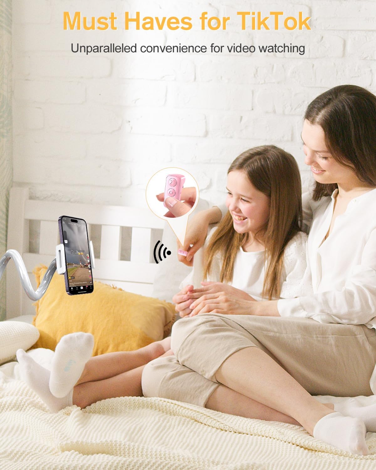 ADZERD Remote Control for TikTok, Page Turner for iPhone/iPad, Bluetooth Camera Video Recording Remote, Scrolling Ring for TIK Tok, Compatible with iOS/Android Phones & Tablets - Pink