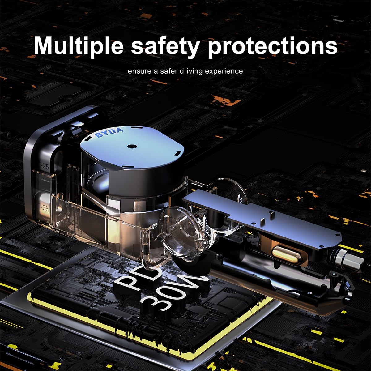 Retractable Car Charger, 4 in 1 Fast Charging USB-C & USB-A Compatible with iPhone 16/15/14/13/12/11 Pro Max, 69W Fast Car-Charger Cigarette Lighter Adapter for Galaxy, Pixel (Light-ning+USB-C) Black