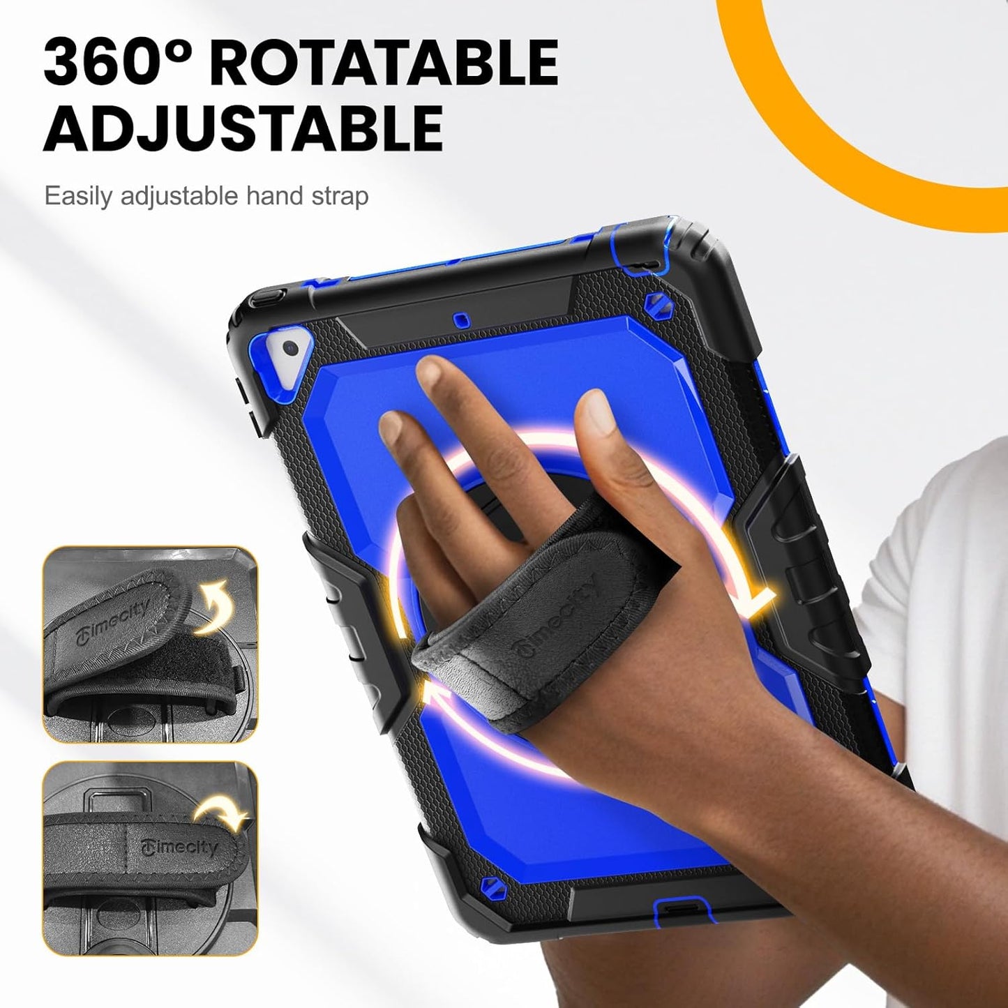 Timecity for iPad Air 3/ Pro 10.5 Inch Case, 360° Rotating Stand, Pencil Holder, Shockproof with Screen Protector & Shoulder Strap - Heavy Duty Protection Case for iPad Air 3rd Gen - Drak Blue