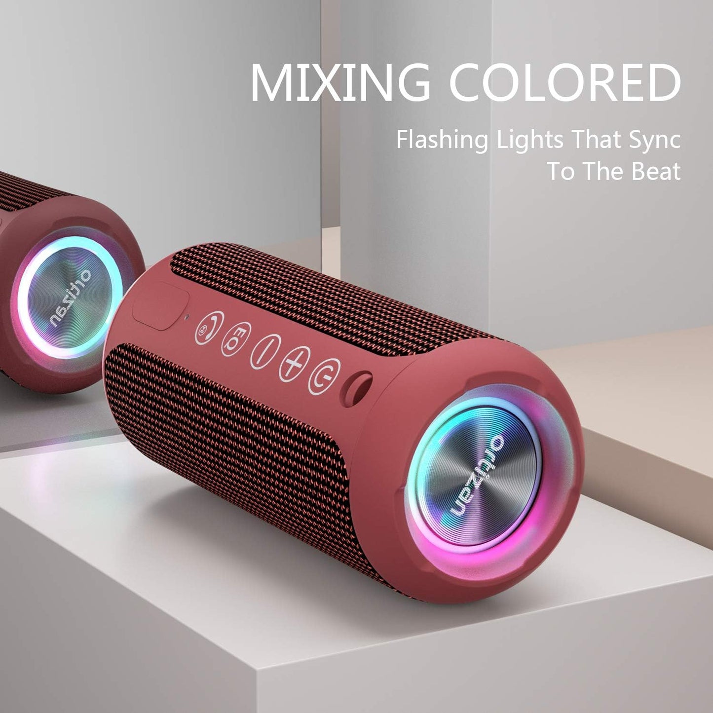 Ortizan X10 Portable Bluetooth Speaker, 24W Stereo Sound, IPX7 Waterproof, 30H Playtime, 66ft Bluetooth Range, TWS Pairing, Red