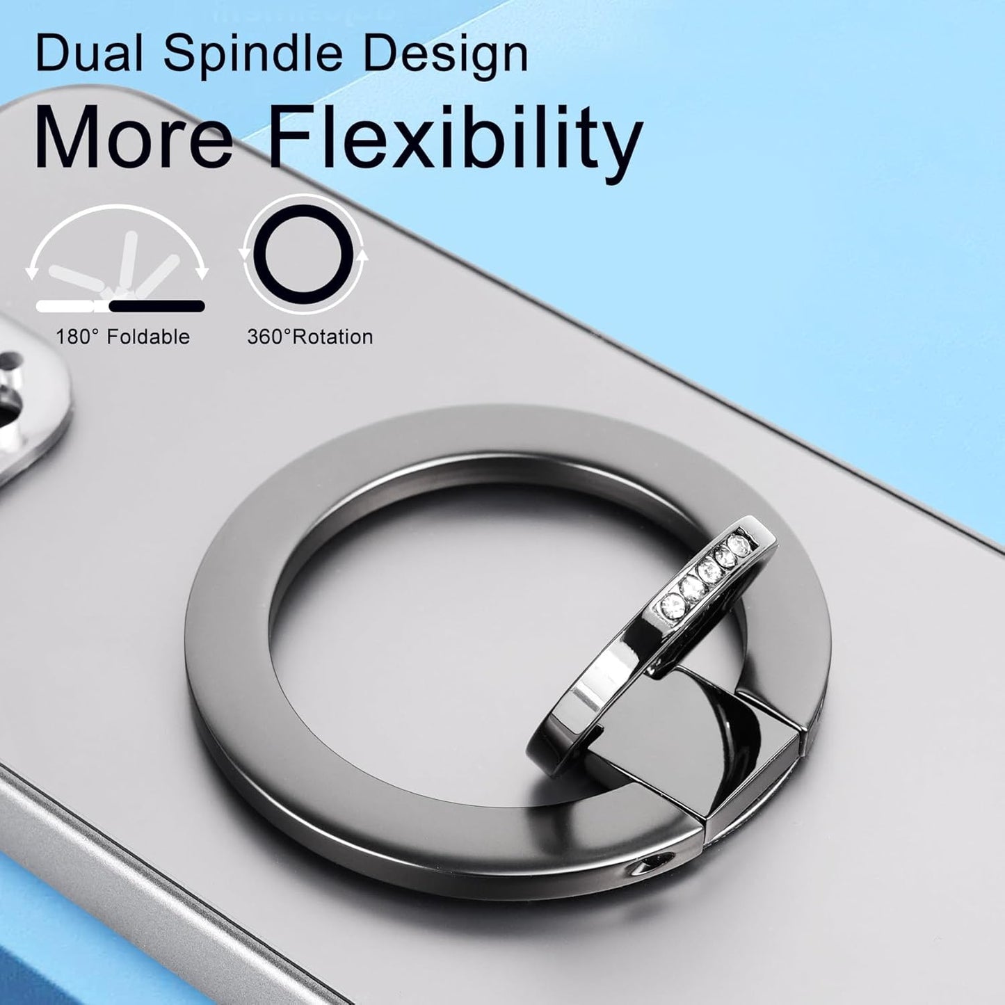 Magnetic Phone Grip for MagSafe, EI Sonador Magnet Phone Ring Holder, Removable, Compatible with iPhone 14 Plus 13 12 Pro Max Mini (Diamond Gold)