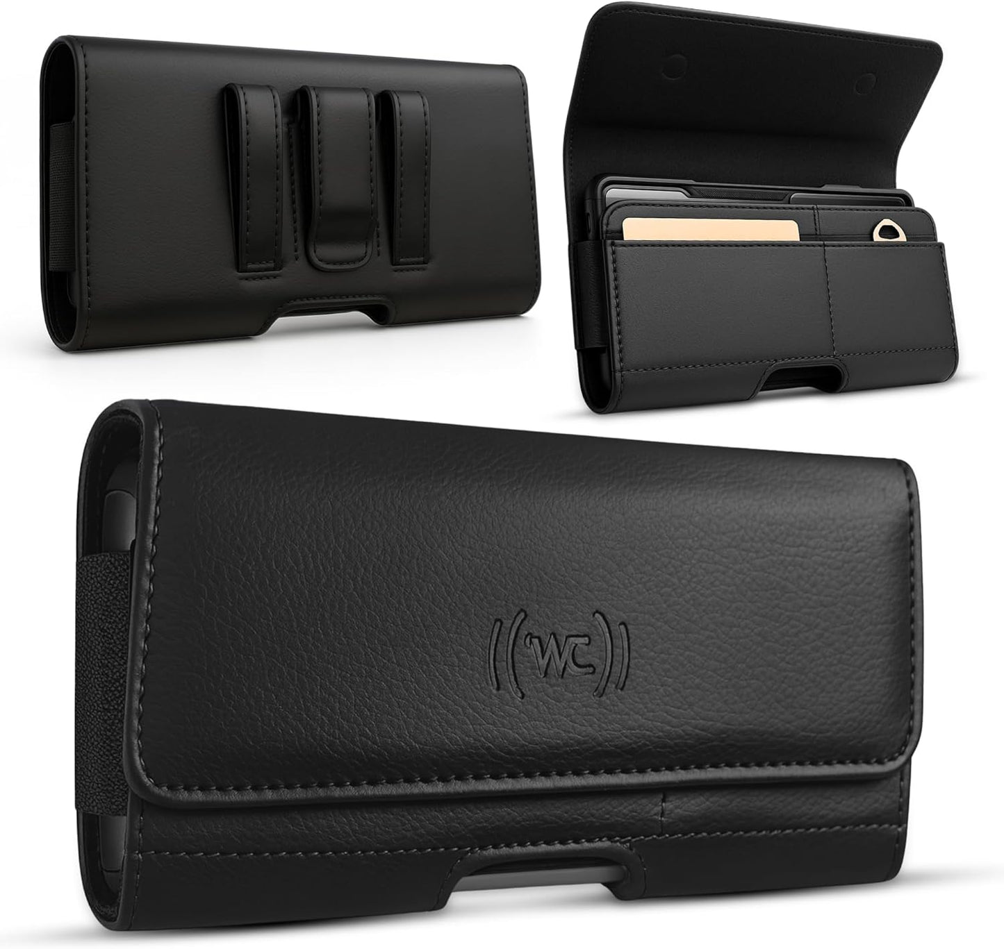 Credit Card Slot Phone Holster for Men & Women – Leather Cell Phone Case & Phone Pouch with Belt Clip/Loop Holder, Fits iPhone Air 2025, 16 Plus, 15 Plus, 14 Plus, 11 Pro Max, XS Max