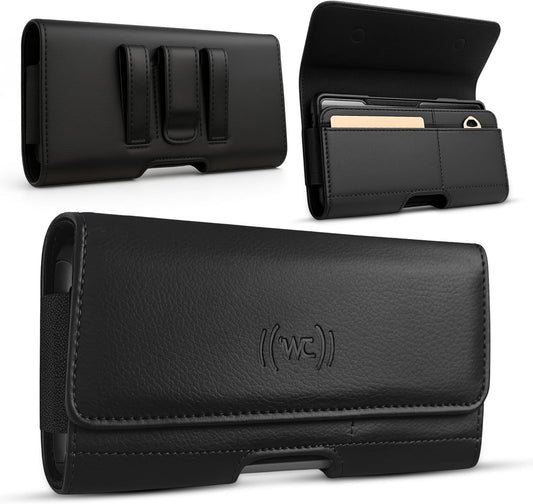 Phone Holster for Men with Credit Card Slot, Cell Phone Case, Fits iPhone 17/16/15/14/13/12 Pro Max – Belt Clip/Loop Carrying Phone Pouch Holder, X Large.