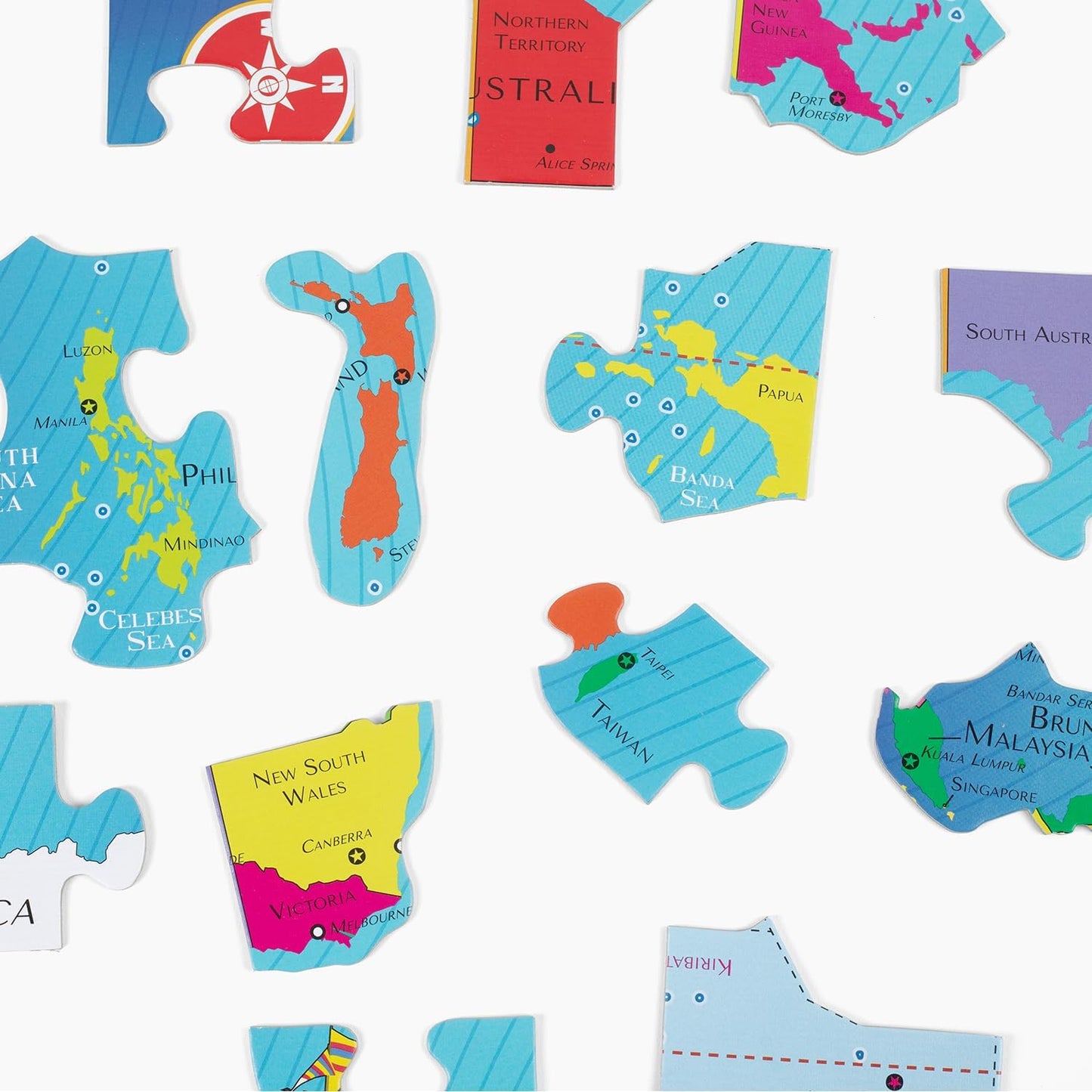 GeoToys GeoPuzzle, Australia & Oceania Shaped Jigsaw Puzzles, 70 Pc Geography Puzzle, Geography Game, Map Puzzle - Jigsaw Puzzles for Kids Ages 6-9 Years Old