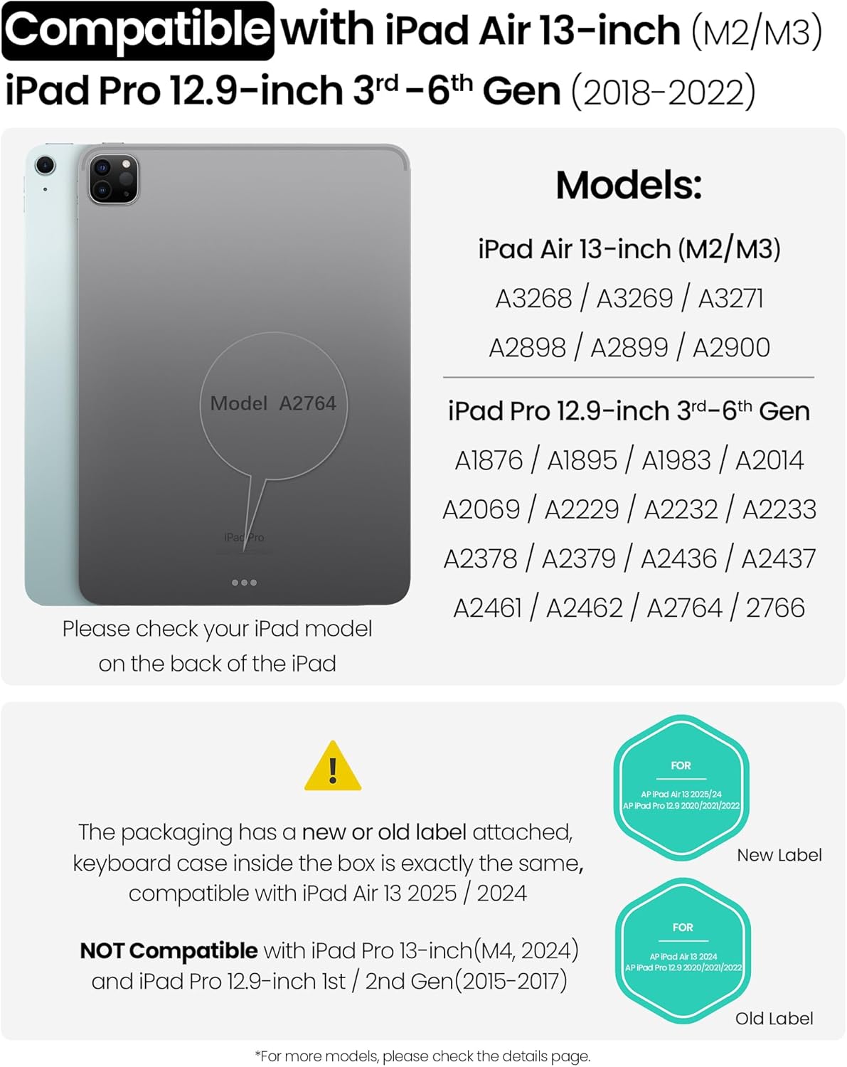 Nillkin Keyboard Case for iPad Air 13-inch (M3 2025/M2 2024), iPad Pro 12.9-inch (6th/5th/4th/3rd Gen) Rugged Case with Detachable Keyboard, Magic Trackpad, Portrait/Landscape Stand, Black