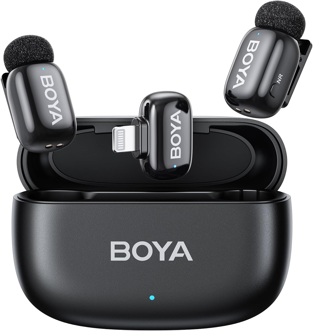 BOYA mini Wireless Microphone for iPhone with MFi Certified Ligntning Interface,Noise Cancellation, 30H Battery Life with Charging Case,AI Voice Changer for Video Recording, Live Streaming, Interviews