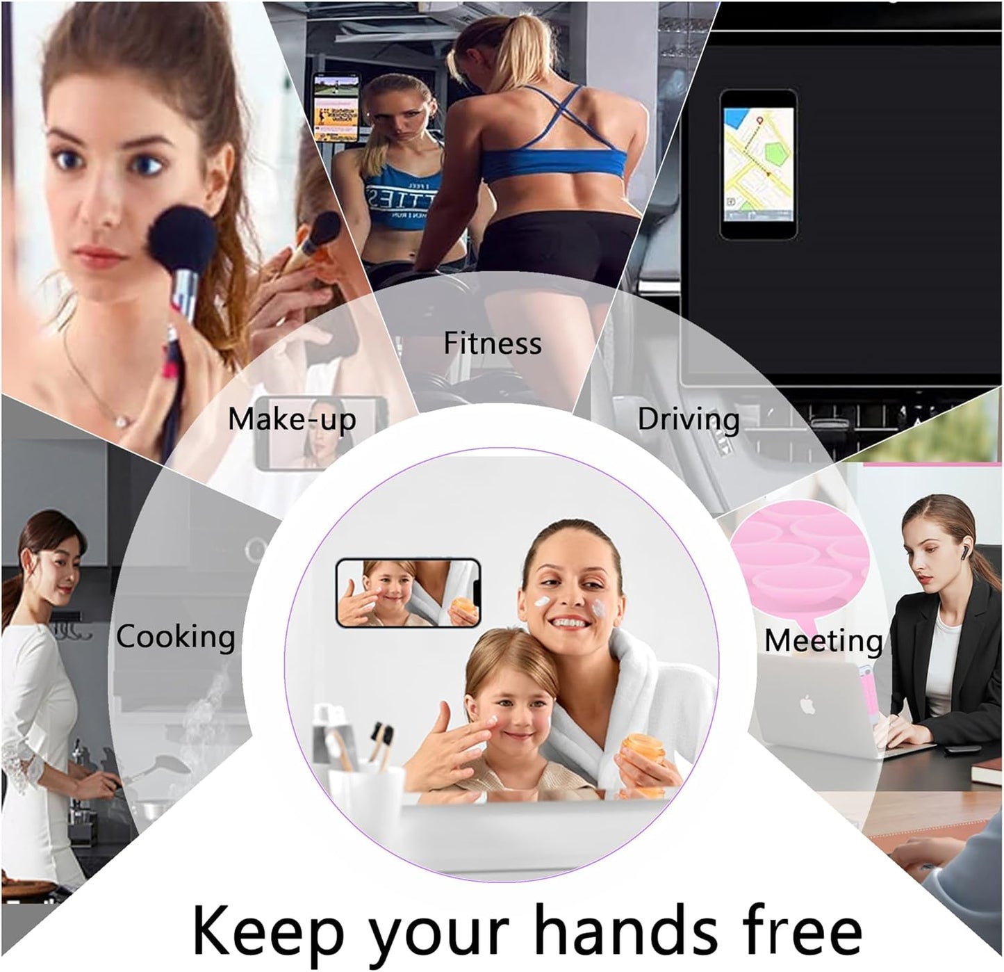 Silicone Double-Sided Suction Phone Grip Detachable Mount - Car Dashboard/Shower Phone Holder, Hands-Free For Selfies & Videos, TikTok - iphone & Android Compatible (3.74"x2.2", Baby Blue+Baby Pink)