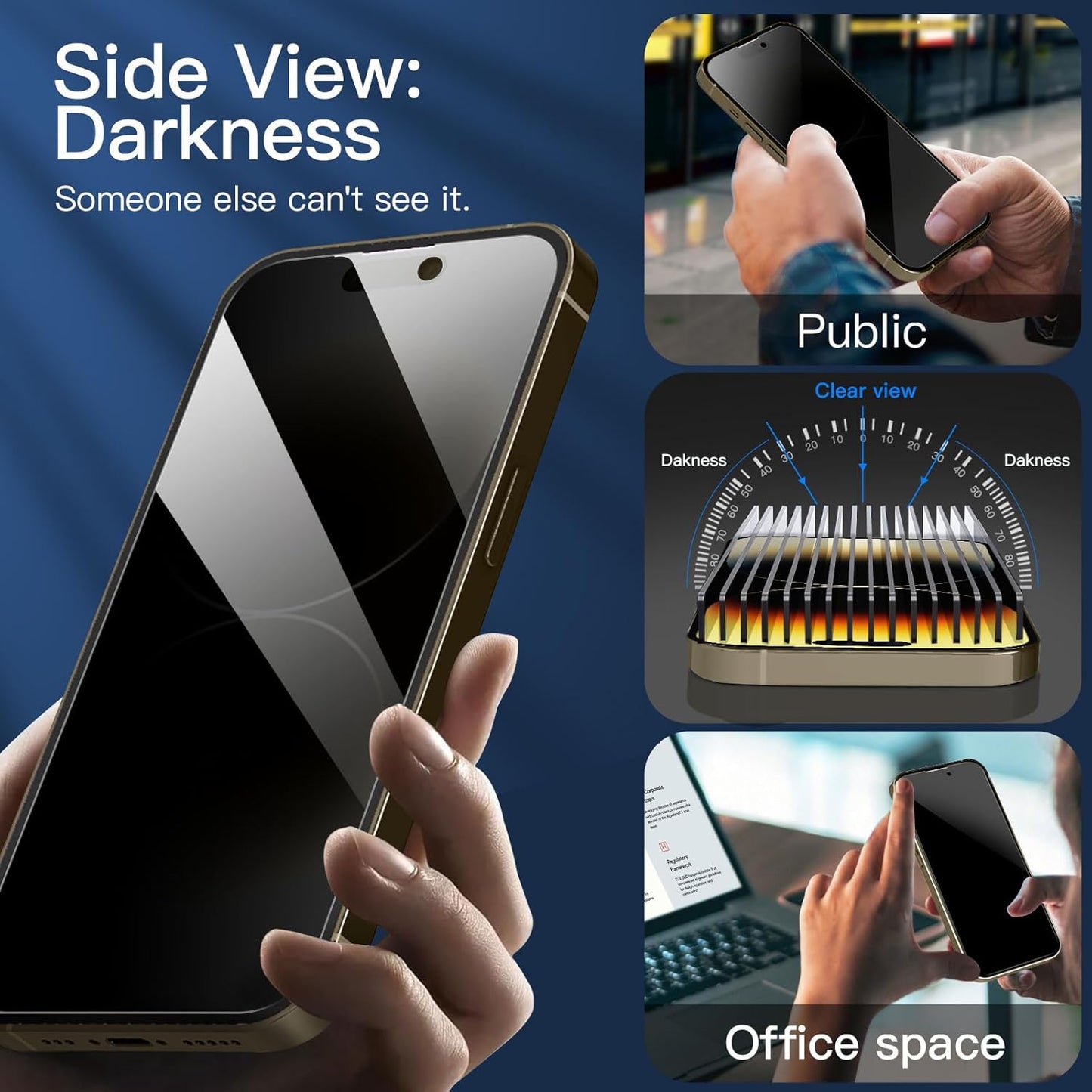 NEW'C 3 Pack Privacy for iPhone 14 Pro Max Screen Protector (6.7"), Enhanced 28-Degree Privacy Angle, Ultra Durable 9H Hardness, Bubble-Free