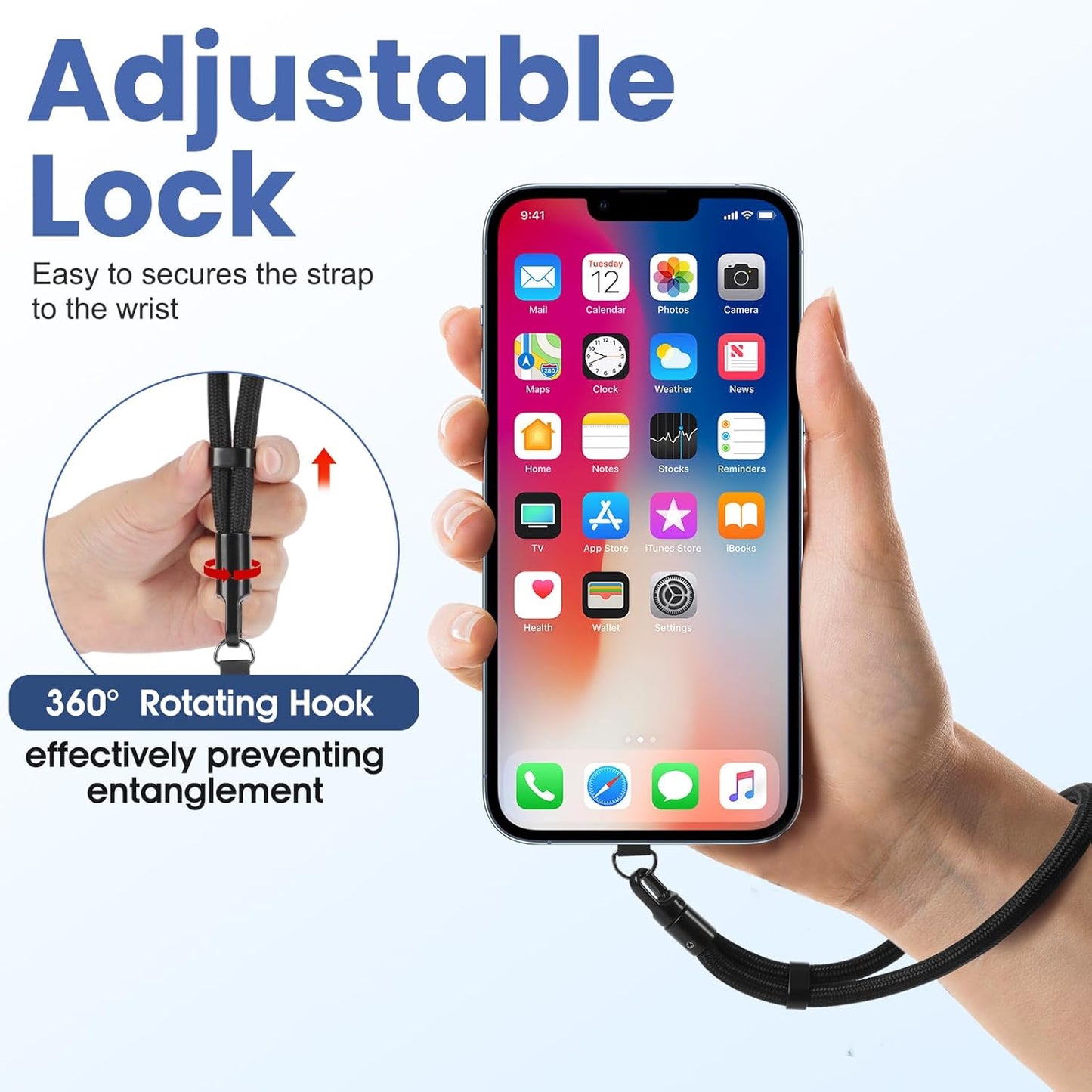 Phone Lanyard, 2 Pack Adjustable Cell Phone Lanyard Strap, Hand Wrist Strap Lanyard with Tether Tabs for Smartphones