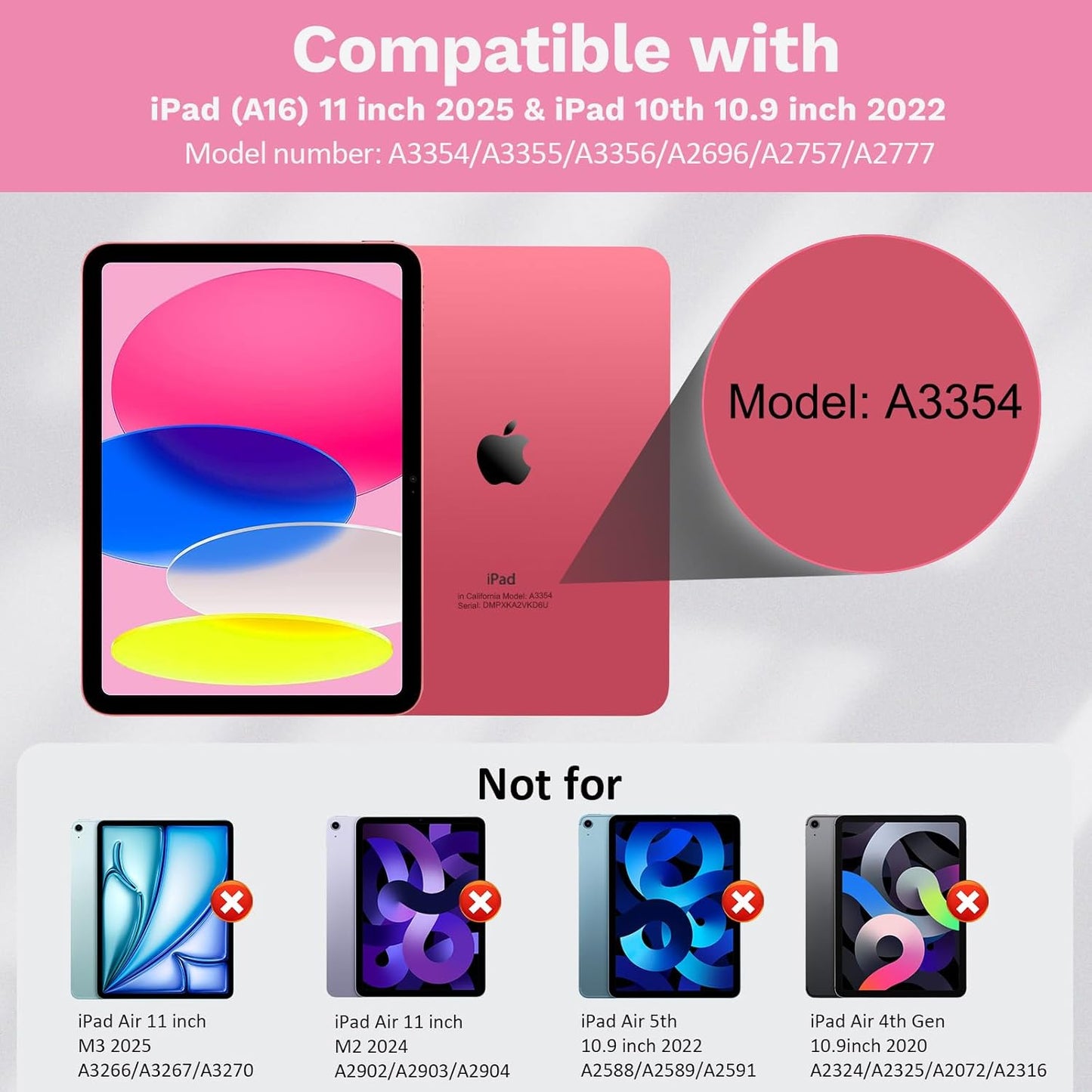 MoKo Touch Keyboard Case for iPad (A16) 11th Generation 11 inch 2025, iPad 10th Generation 10.9 inch Case with Pencil Holder, 7 Colors Backlit Multi-TrackPad Detachable Bluetooth Keyboard, Pink Marble