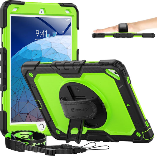 Timecity for iPad Air 3/ Pro 10.5 Inch Case, 360° Rotating Stand, Pencil Holder, Shockproof with Screen Protector & Shoulder Strap - Heavy Duty Protection Case for iPad Air 3rd Gen - Green