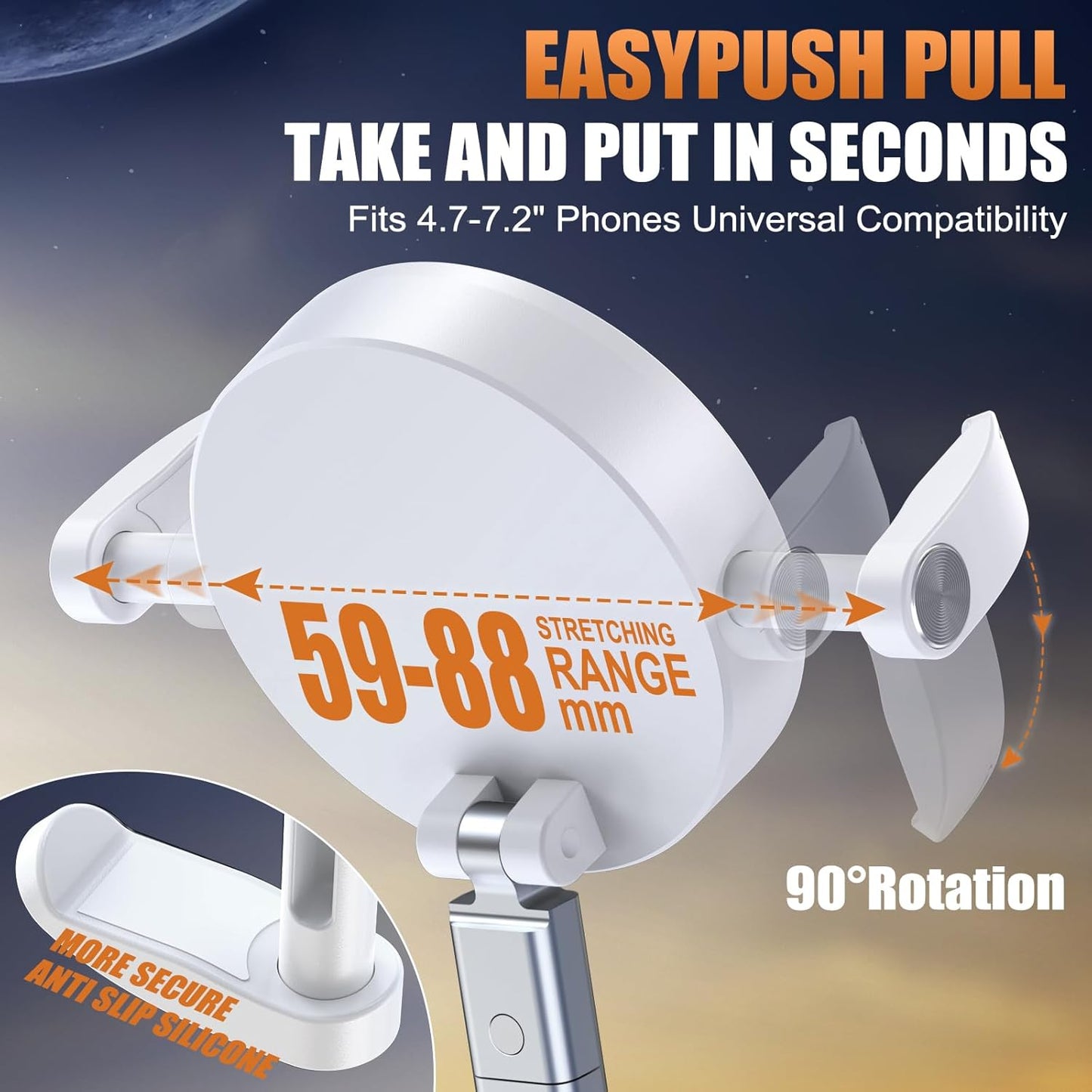 OOCC Magnetic Phone Holders for Your Car, 360°Rotating Adjustable Magsafe Car Phone Mount, Foldable Vacuum Magnetic Car Phone Holder for All Smartphones & All Car Models, White