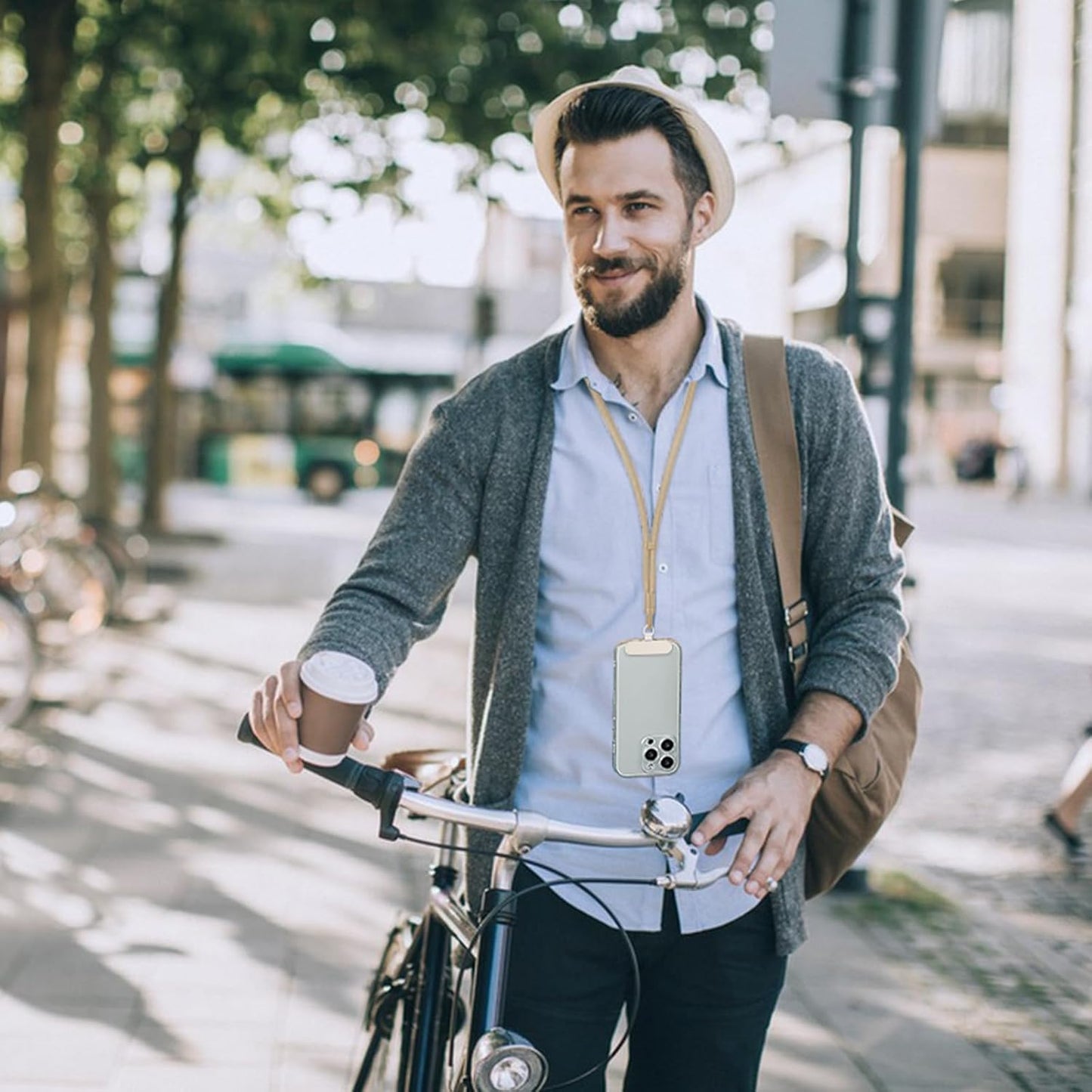 2 Pack Phone Lanyard,2×Phone Neck Strap,4×Tether Tabs,Universal Cell Phone Multifuctional Patch Polyester Lanyards,Cell Phone Lanyards for Women and Men(wine+light camel)