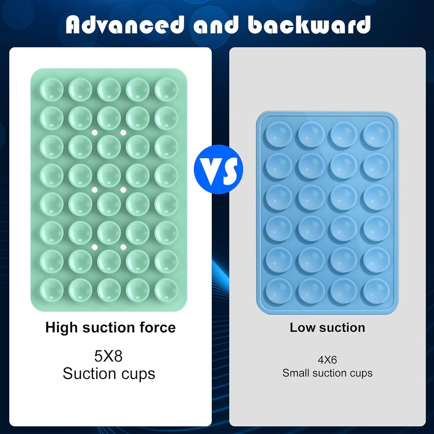 2PACK Silicone Double Sided Suction Phone Case Mount, Detachable Hands Free & Strong Grip Holder for Selfies & Videos, Compatible iPhone Android (Turquoise, 2Pack 40 Suction Cups)