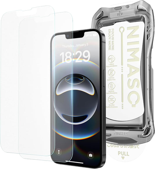 NIMASO for iPhone 16e/13 Pro/13/14 Screen Protector, 2 Pack Matte Tempered Glass Screen Protector for iPhone 16e, Anti-Glare, Anti-Fingerprint, Auto-Dust Removal, Instant Installation(6.1 inches)
