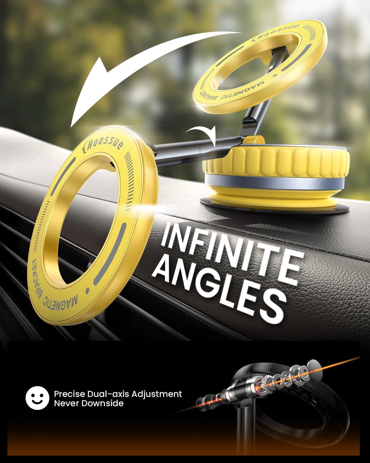 2026 Upgraded Vacuum Suction Cup Phone Mount [24 N55 Stronger Magnets], Vacuum Magnetic Phone Holder Stand [109+LBS Strongest Suction], 360° Adjustable for Your Car/Gym/Mirror