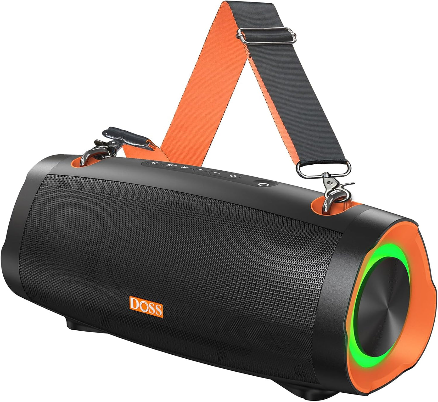 DOSS Extreme Boom Pro D100 Bluetooth Speaker with 140W Peak, 70W Bold Sound, Extra Bass, 24H Playtime, Beat-Sync Lights, Built-in Power Bank, IPX6 Waterproof, Portable Strap for Hiking, Camping-Orange