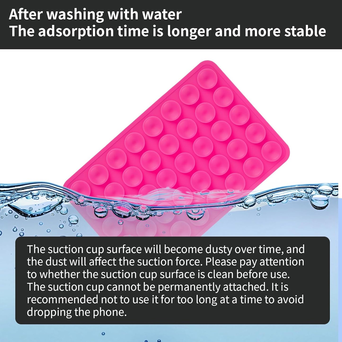 2 Pack Silicone Double-Sided Suction Grip – 40 Cups per Side, Strong Hold for iPhone, Galaxy, Pixel, Android – Hands-Free for Selfies & Videos (Rose Red)