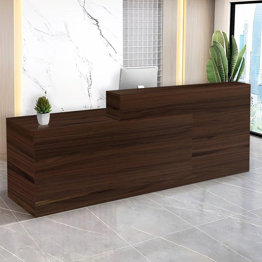 Reception Desk with Counter Modern Checkout Counter with Lockable Drawer Keyboard Tray Receptionist Desk for Office Salon Reception Table B Left 63inch/160cm