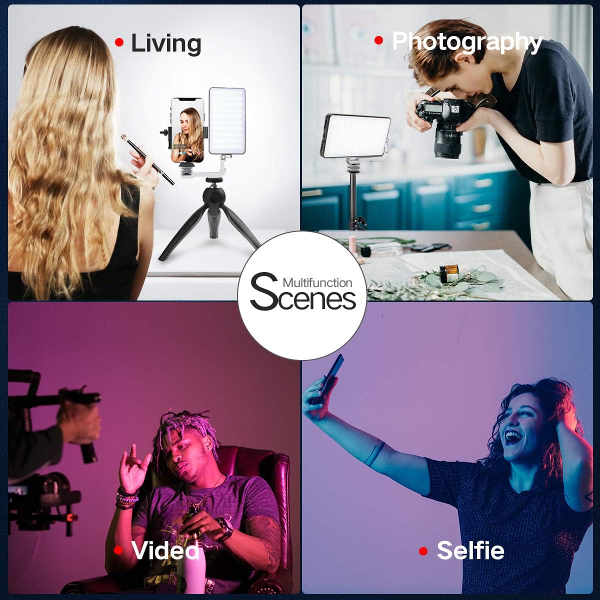 G2 RGB Portable On Camera Light, Built-in 4300mAh Lithium Battery Video Conference Lighting, 2600-10000K 12W Full Color LED Light Panel for Photography, Studio, Wedding Shooting