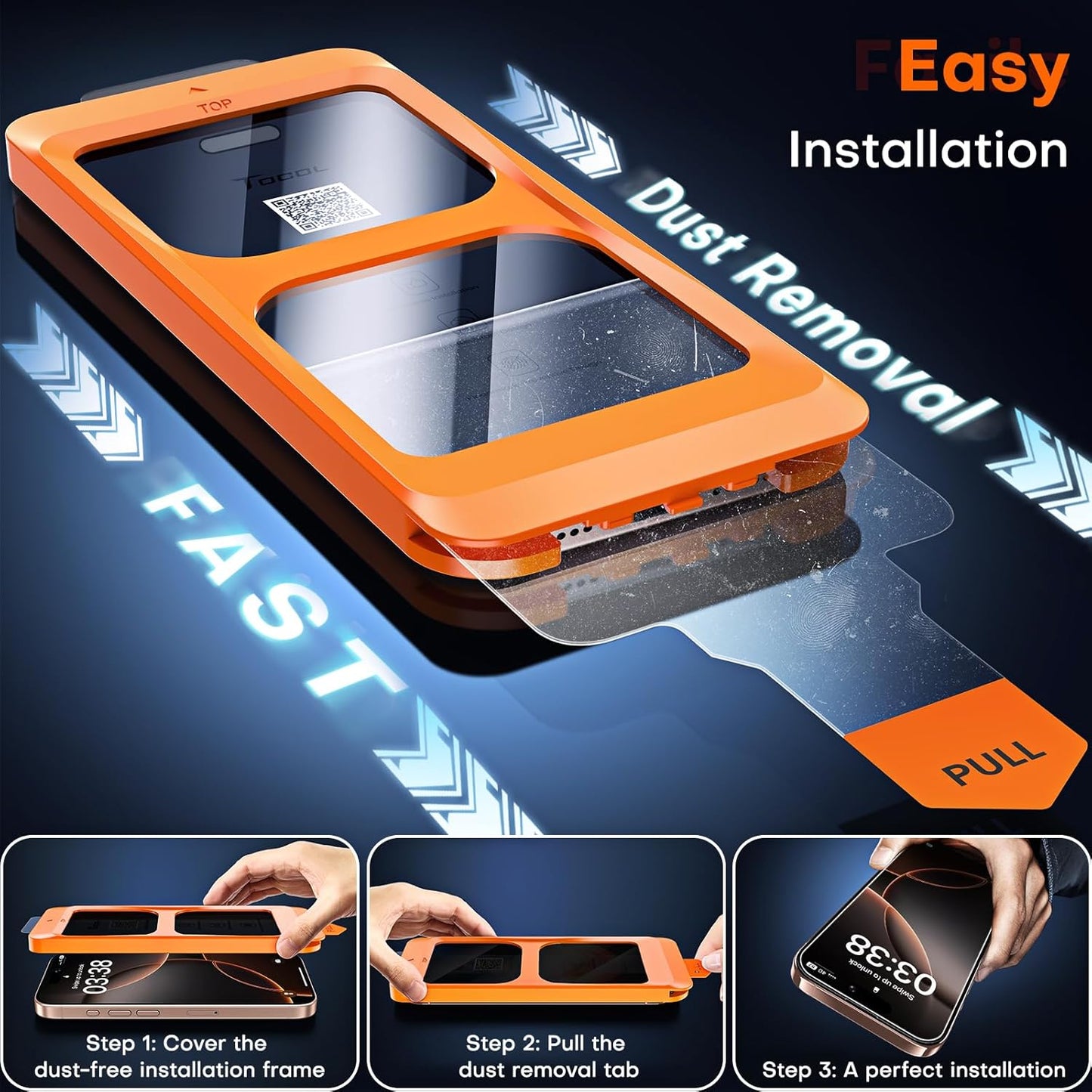 TOCOL for iPhone 16 Pro Max Privacy Screen Protector True 25°Anti Spy 9H+ Hardness Tempered Glass for Full Coverage Easy Installation, 2 Pack