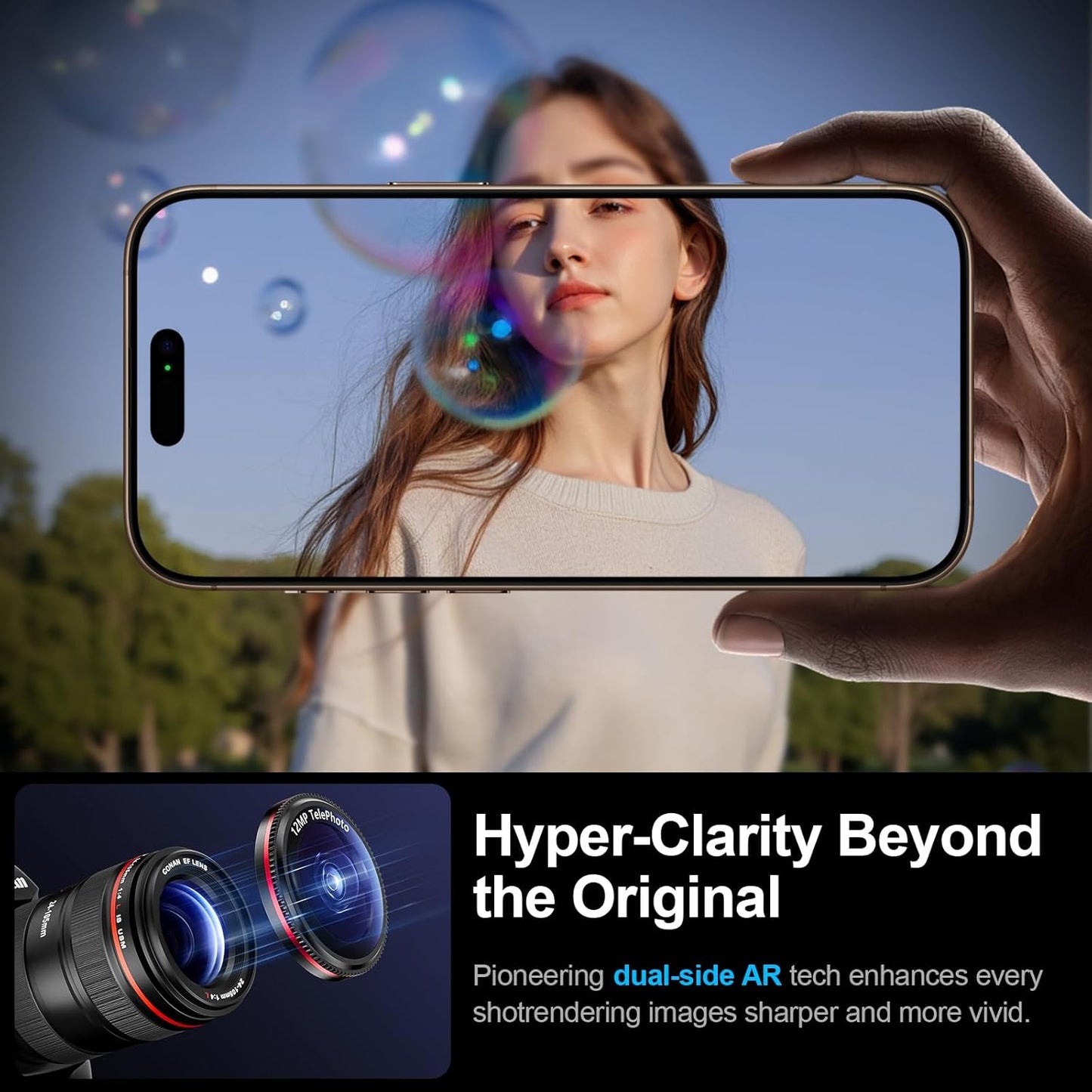 X-it 2 Pack Camera Lens Protector, Shatterproof Anti-Scratch Ultra HD Camera Protector, Anti-Glare Tempered Glass Lens Protector for iPhone 16 Pro Max/16Pro/15 Pro Max/15Pro/14 Pro Max/14Pro,Black Red