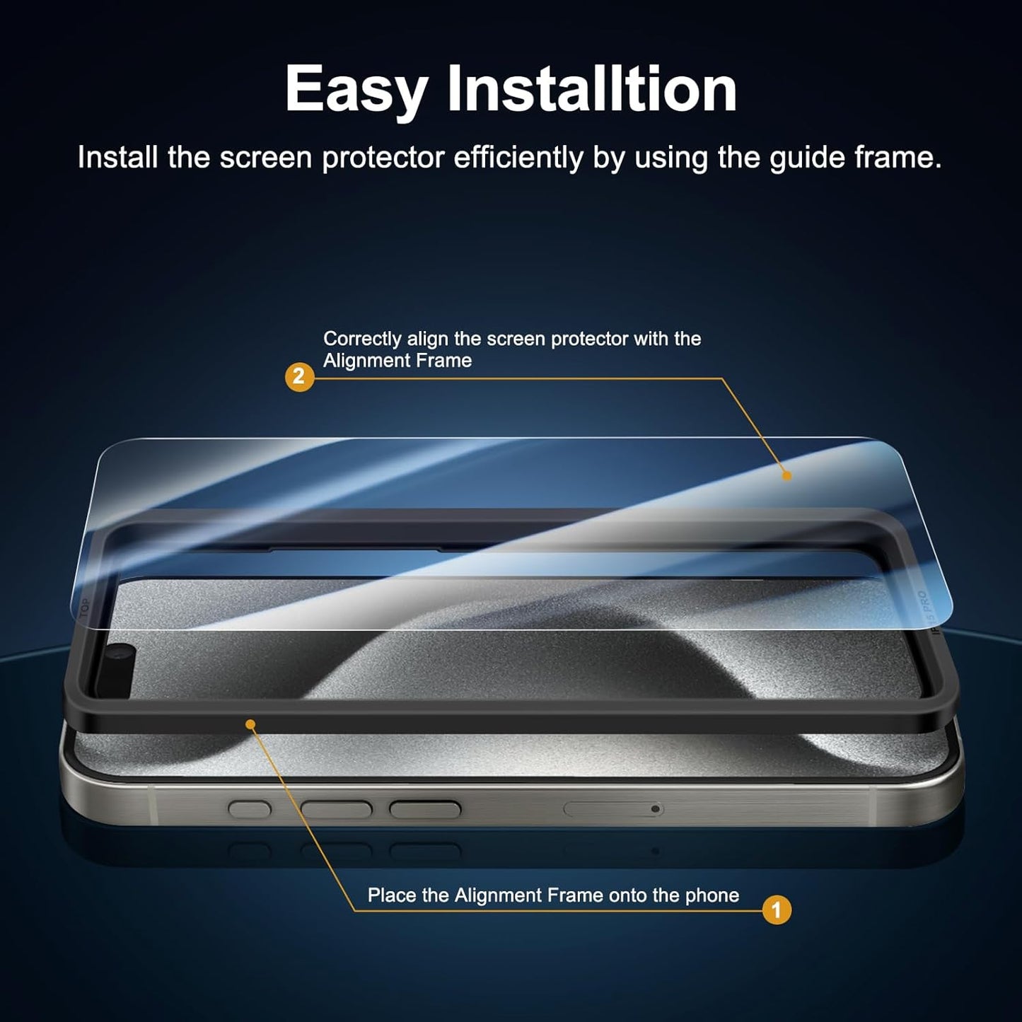 NEW'C 3 Pack Designed for iPhone 15 Pro Screen Protector (6.1 inches), Enhanced Tempered Glass Protection with easy installation tool included,Case Friendly Ultra Resistant