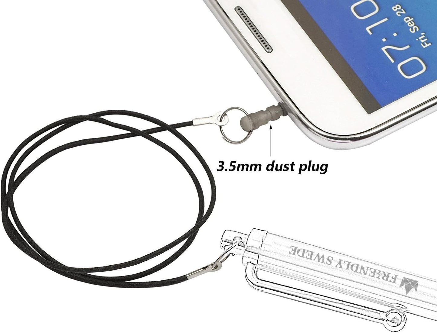 The Friendly Swede Micro-Knit Stylus Pen for Touchscreen — 6-Pack Hybrid Fiber Tip Universal Capacitive Stylus Pen for iPad; Lanyards & Cleaning Cloth - Silver/Aqua Blue/Green/Dark Blue/Yellow/Black