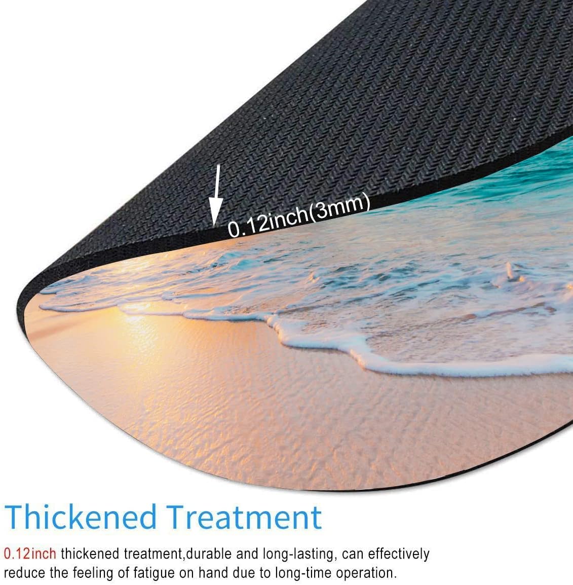 Round Mouse Pad, Beach Customized Premium-Textured Mouse Mat, Washable Mousepads with Lycra Cloth, Non-Slip Rubber Base Small Mousepad, 7.9×7.9×0.12 inches (Beach)