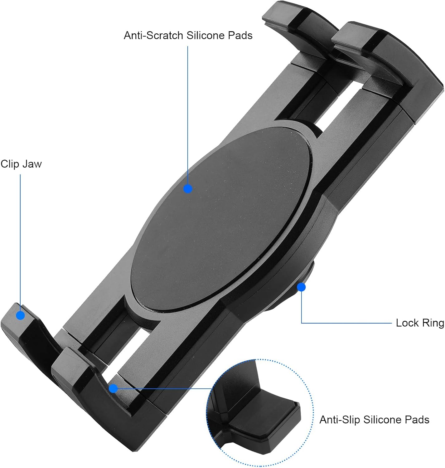 Clip Clamp Tablet Holder for Desk/Table/Glass Door/Desktop Baffle/Easel,Compatible with 7~12.9 inch iPad/Nexus/LG G Pads/Fire HD,360°Adjustment Aluminium Alloy Arm Metal Mount