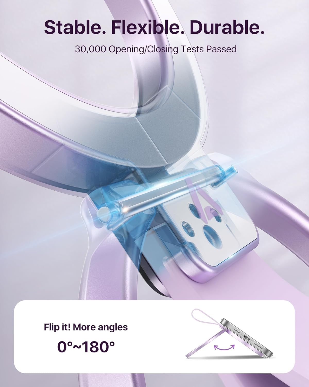 andobil [2025 Unrivaled Stability] Magnetic Phone Grip Holder for MagSafe Ring Stand Holder Kickstand Compatible with MagSafe Accessories for iPhone 16 Pro Max Plus iPhone15/14/13/12&Android,Purple