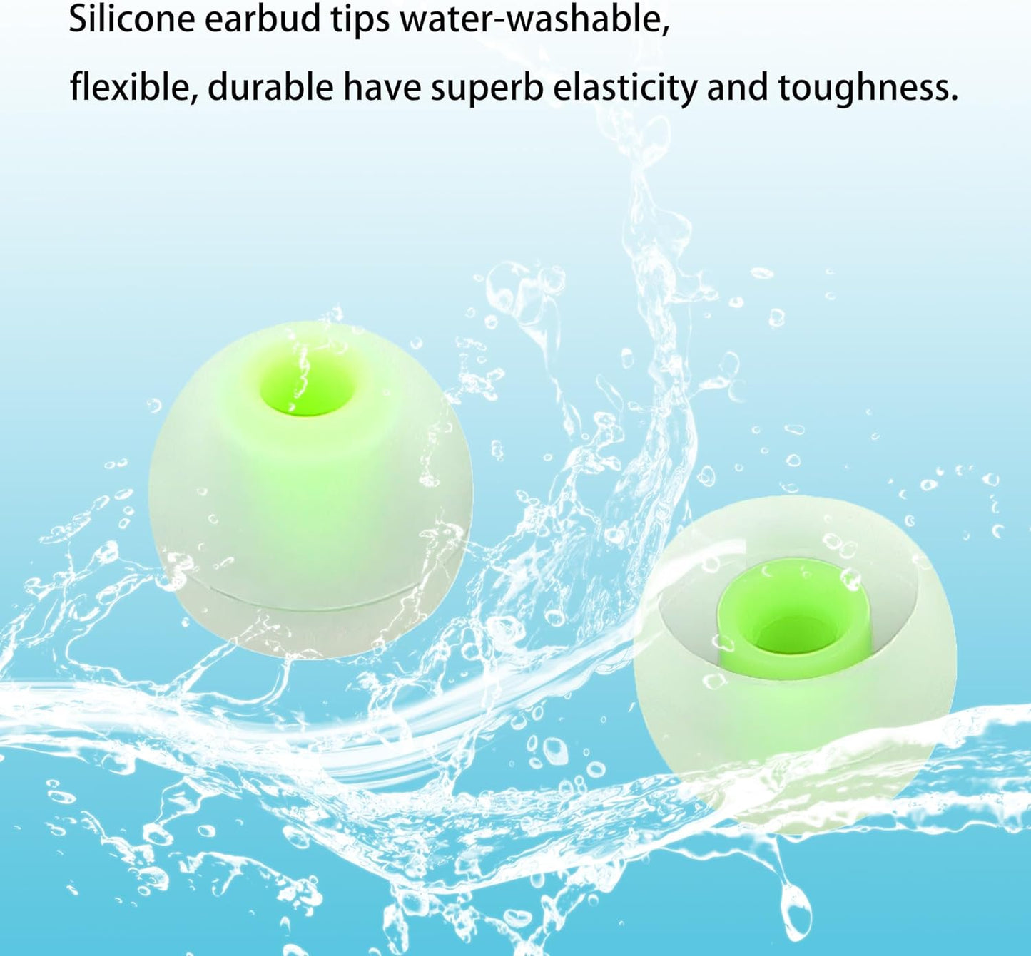 Silicone Earbud Tips Replacement - Fit Most In-Ear Earbuds (Inner Hole 3.8mm - 5.1mm) - 9 Pairs S M L