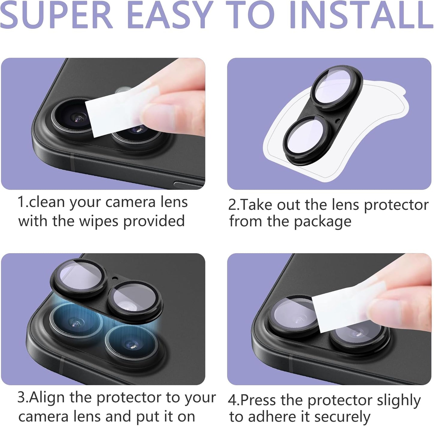 2 Pack Camera Lens Protector for iPhone 16 / iPhone 16 Plus,[Not Easy to Breakn ] AR Tempered Glass Strong Adsorption Metal Camera Cover Screen-Rose red