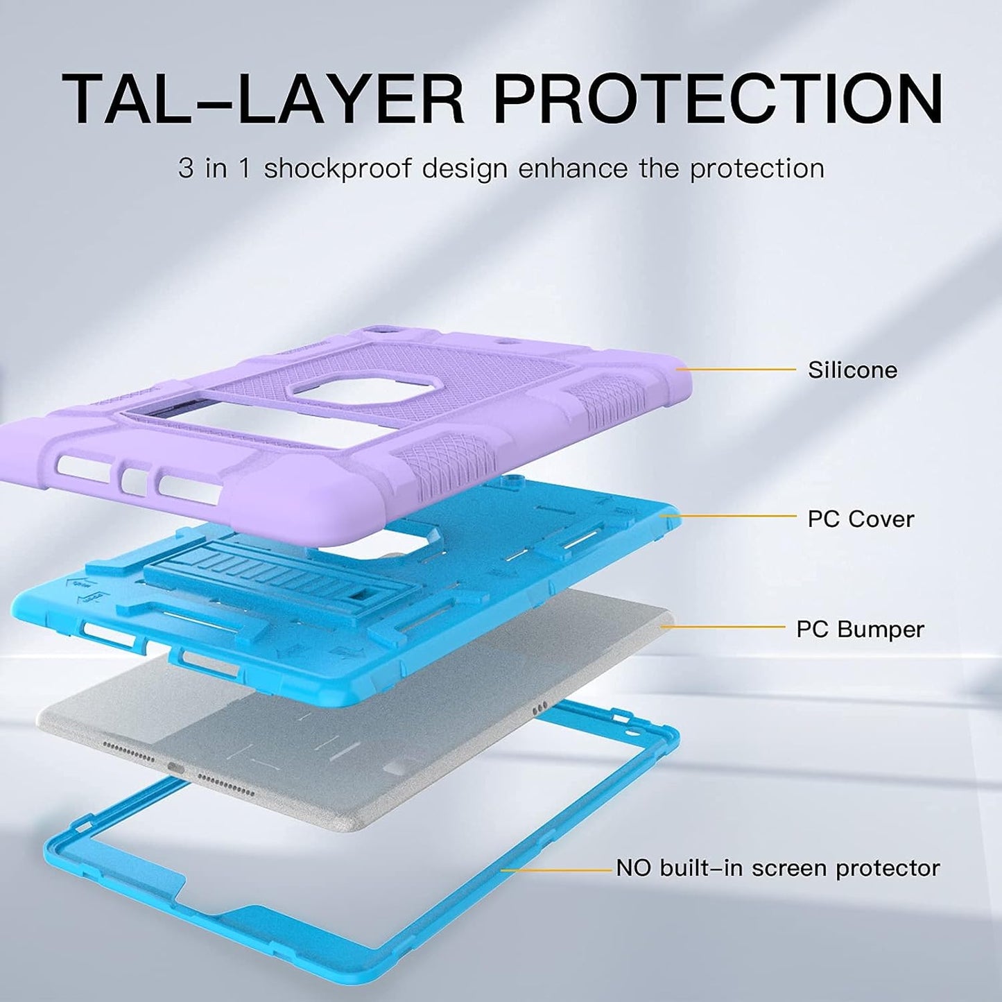 Rantice iPad 9th Generation Case, iPad 8th Generation Case, iPad 7th Generation Case, Hybrid Shockproof Rugged Drop Protection Cover with Kickstand for iPad 10.2'' Purple+Blue