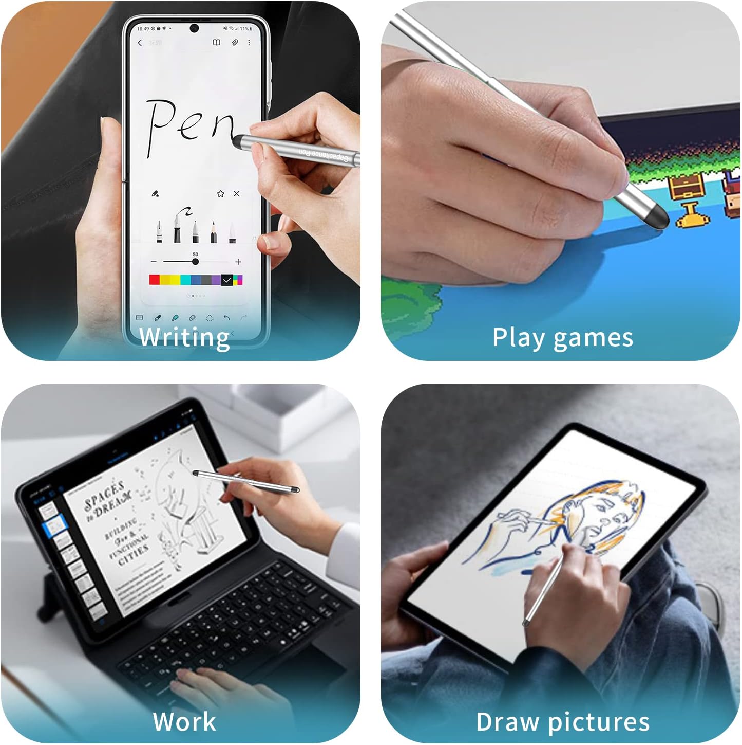 Stylus Pens with Pen Slot for Touch Screens, High Precision Capacitive Universal Stylus for iPad iPhone Tablets Samsung Galaxy All Touch Screen Devices (Purple)