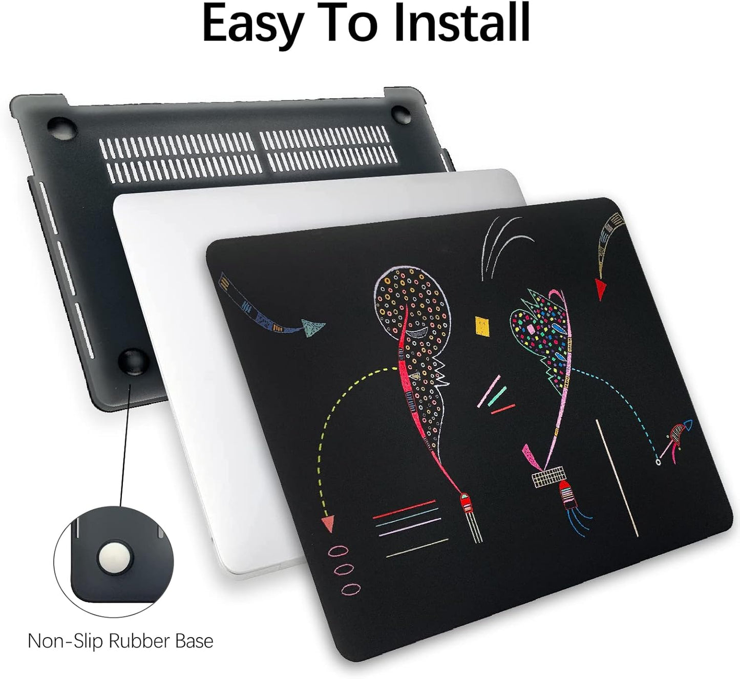 Berkin Arts for MacBook Air 13.6 inch Case A3240 A3113 A2681 (M4 M3 M2) 2025 2024-2022 Release with Keyboard Cover & Screen Naive Art Illustrated (Two Sides by Kandinsky)