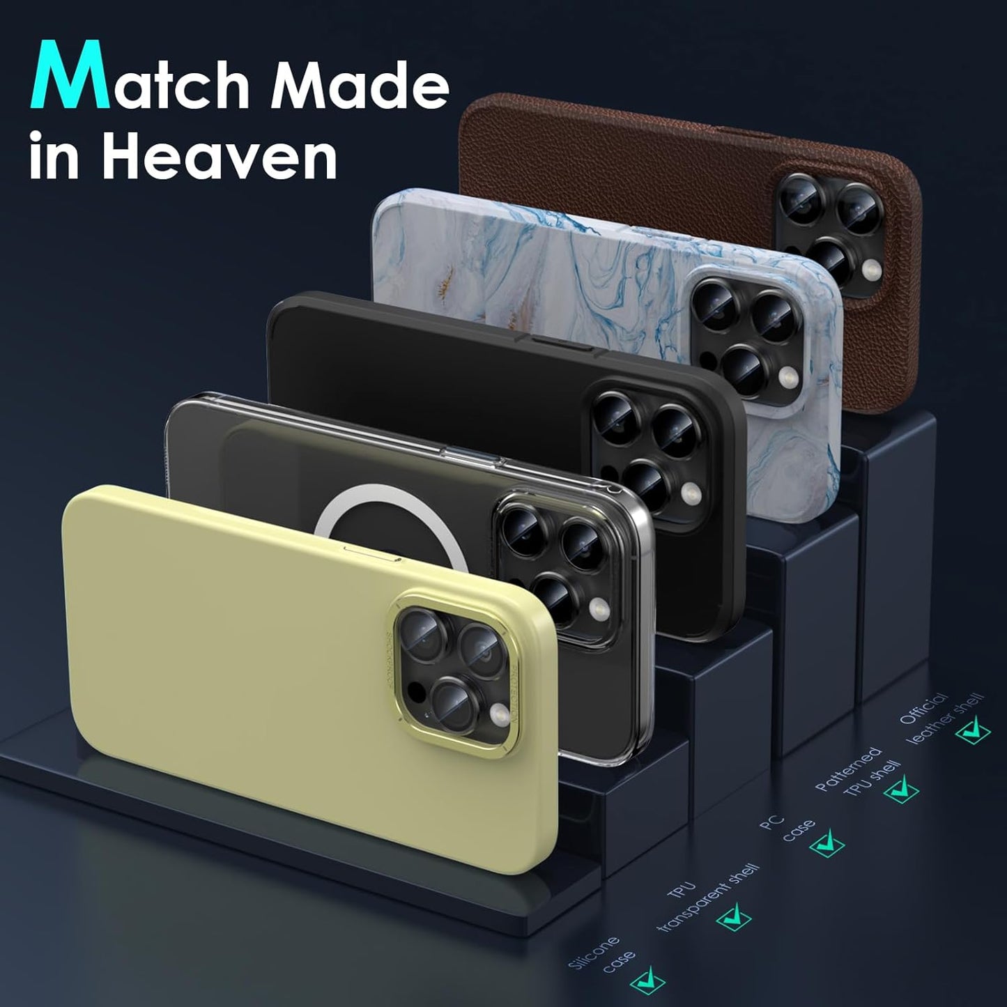 YWXTW Camera Lens Protector for iPhone 15 Pro/iPhone 15 Pro Max, [1 Step Installation Tray] Tempered Glass Screen Protector Metal Individual Camera Cover Accessories Case Friendly (Black Titanium)