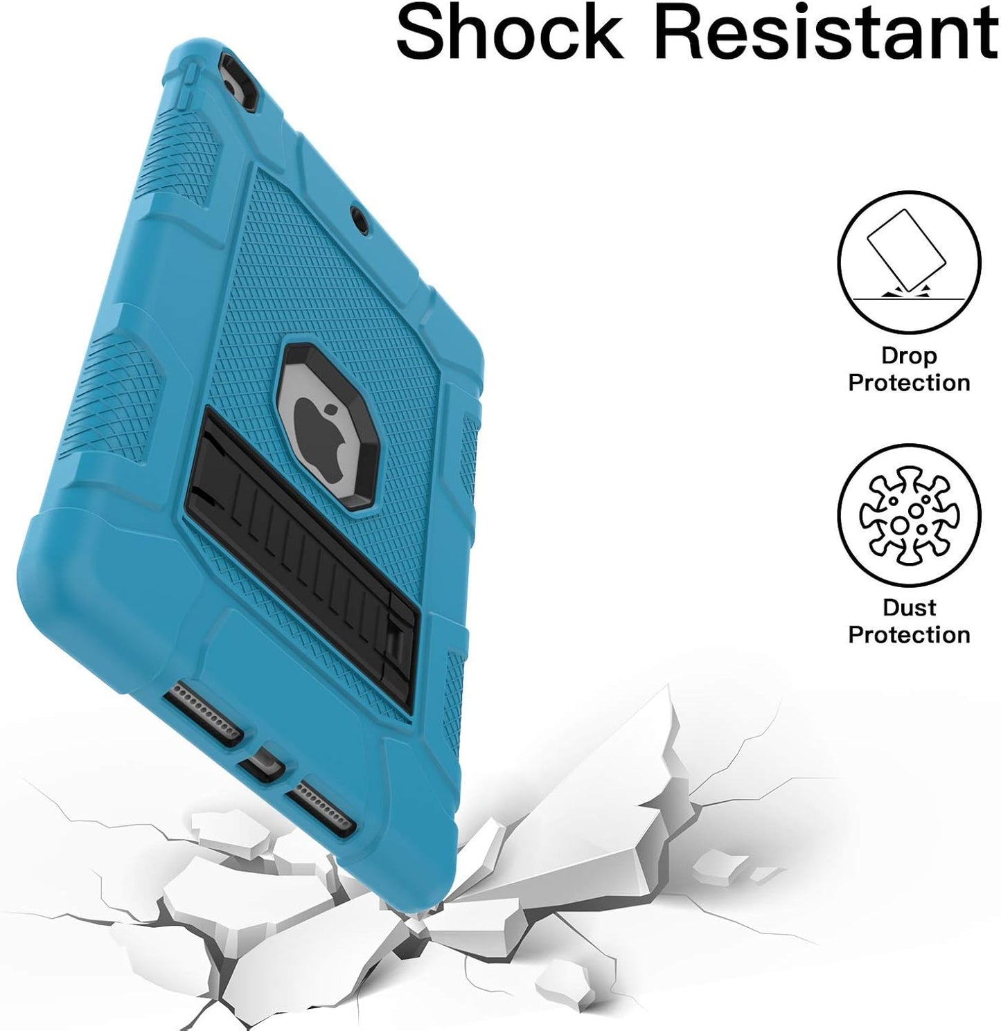 Rantice iPad 9th Generation Case, iPad 8th Generation Case, iPad 7th Generation Case, Hybrid Shockproof Drop Protection Cover with Kickstand for iPad 10.2'' 2021/2020/2019 Released (Steel Blue+Black)