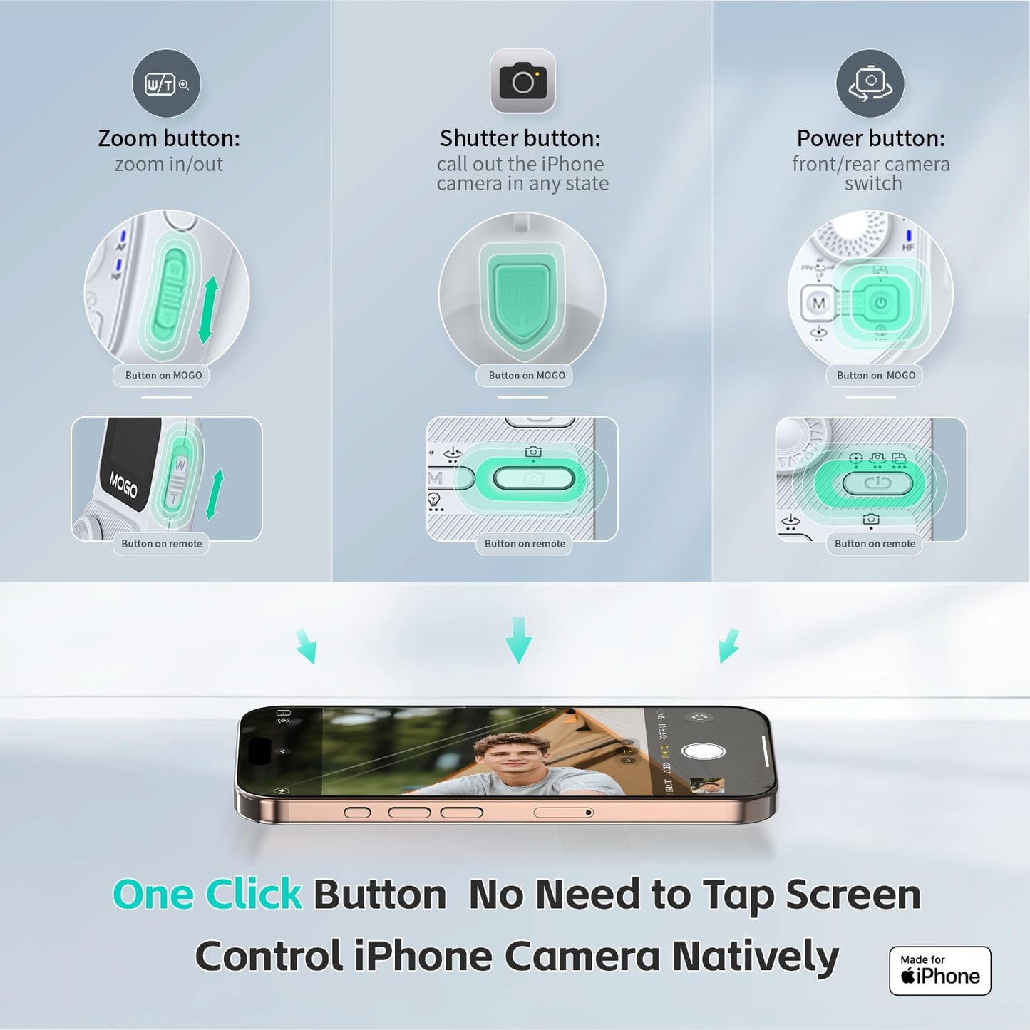 Only for iPhone, MOGO [Apple MFi Certified] Gimbal Stabilizer for iPhone Stabilizer for Video Recording and Control Native Camera by Remote Control and Apple Watch, OTA Upgrade Supported