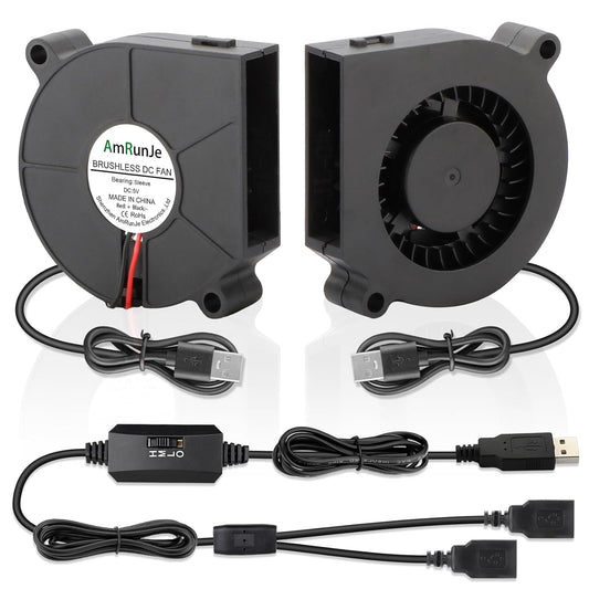 60mm x15mm 2 Pack Small USB Blower Fan 5V with 3 Degree Speed Brushless DC Squirrel Cage Fan for Cooling Xbox Computer Cosplay Costume Helmet PC Receiver