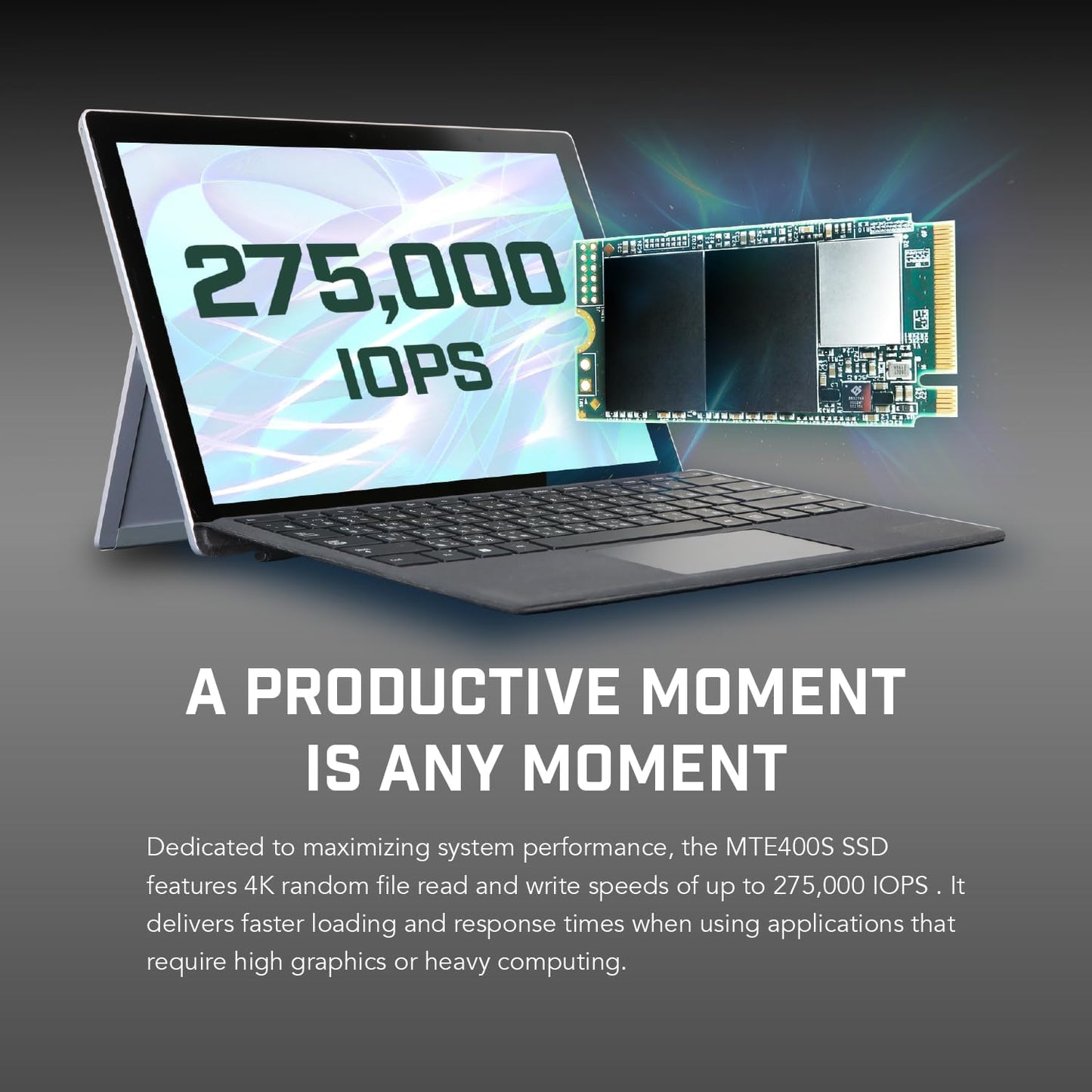 Transcend 256GB MTE400S M.2 2242 PCIe Gen3x4 SSD, Compatible with Ultra-Thin Laptops, Dram-Less Low Power, Up to 2000MB/s, TLC - TS256GMTE400S