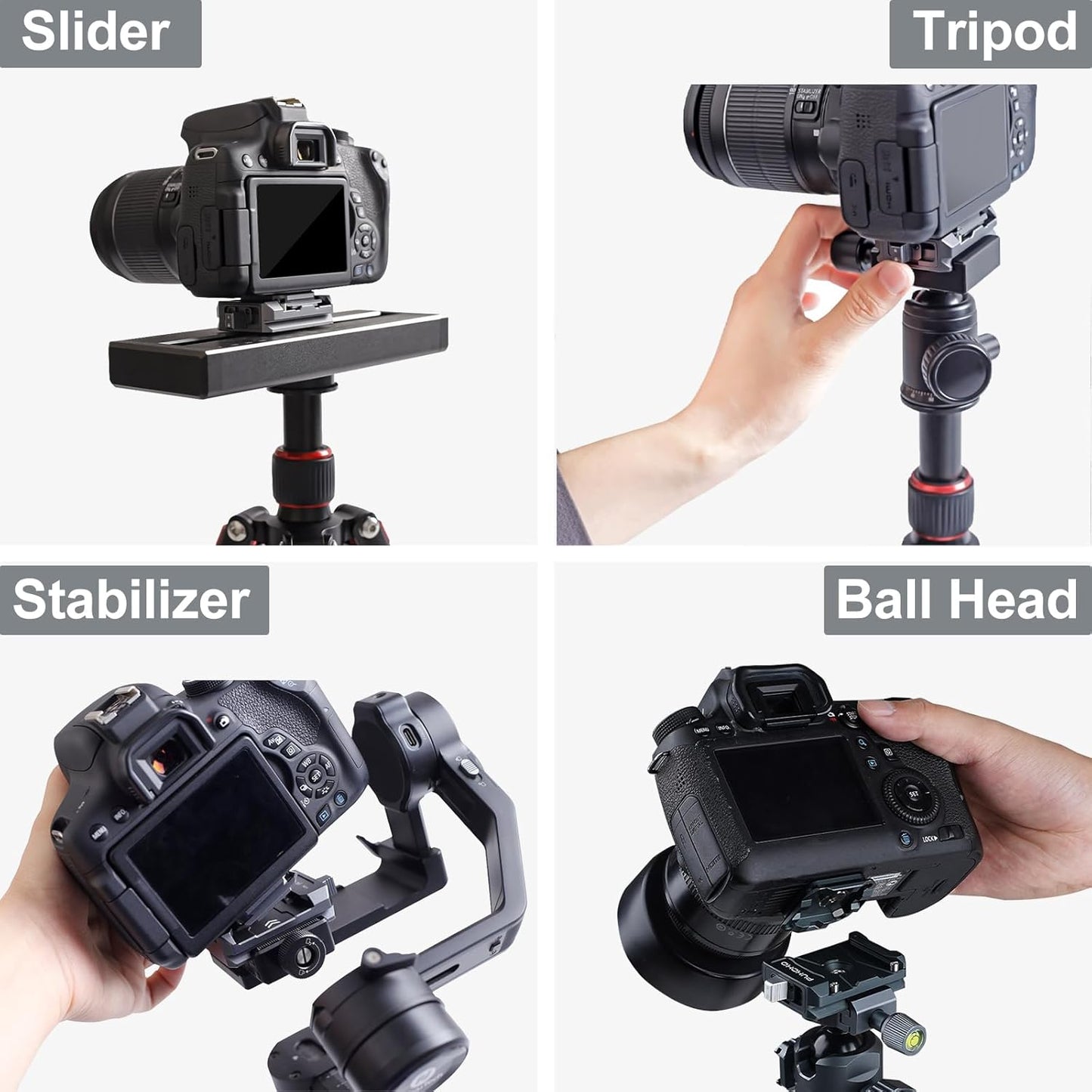 Camera Quick Release Plate Kit,w 1/4" to 3/8" Screw Thread,Quick Release System QR Plate Camera Tripod Mount Adapter for Canon/Sony/Nikon Cameras/Zhiyun/Feiyu/DJI