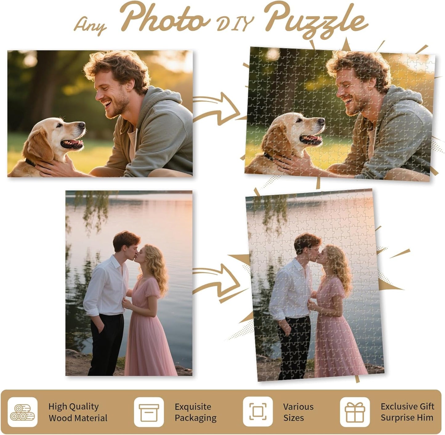 Custom Photo Puzzle – Personalized 500‑Piece Jigsaw Puzzle from Your Photos – Unique Custom Gift for Adults, Families, Weddings, Couples, Anniversaries, and Cartoons(500-vertical)