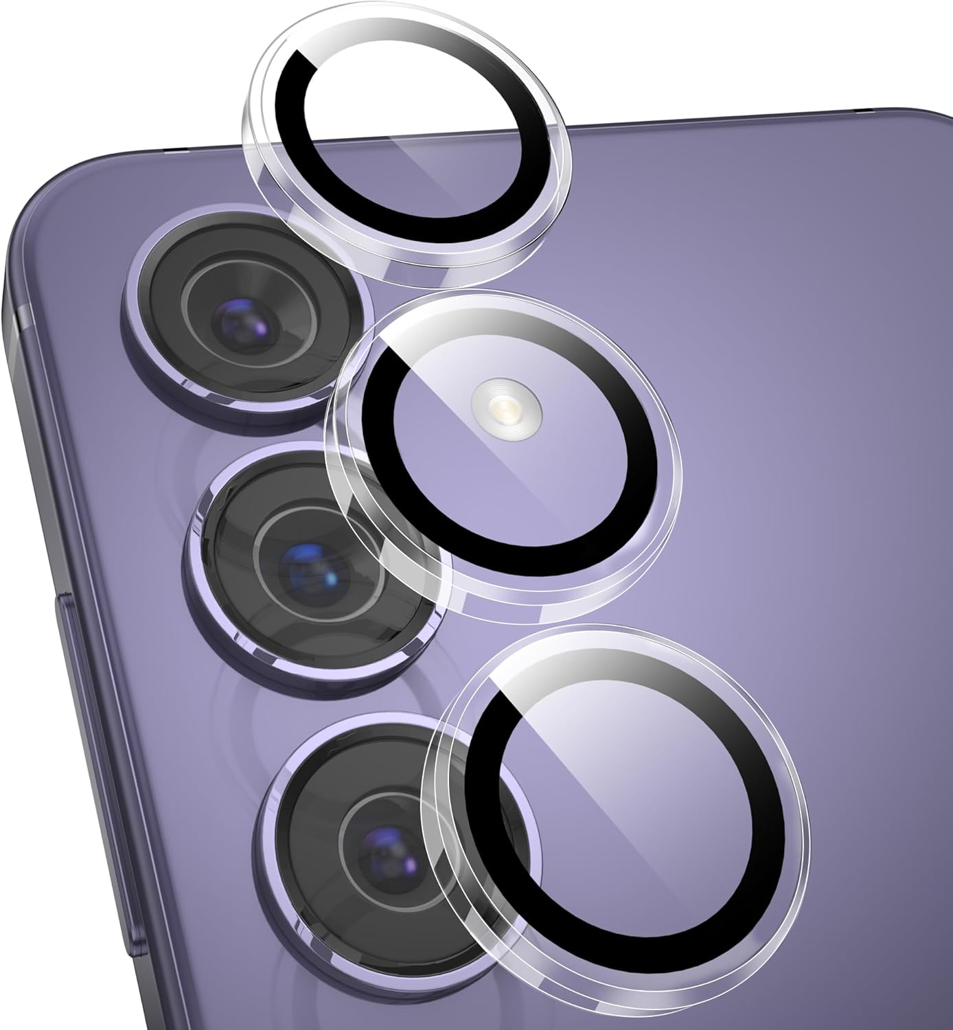 YWXTW Camera Lens Protector for Samsung Galaxy S24 Plus Accessories, 9H Tempered Glass Ultra HD Individual Ring Camera Cover Screen Protector for S24 Plus, Case Friendly (Clear)