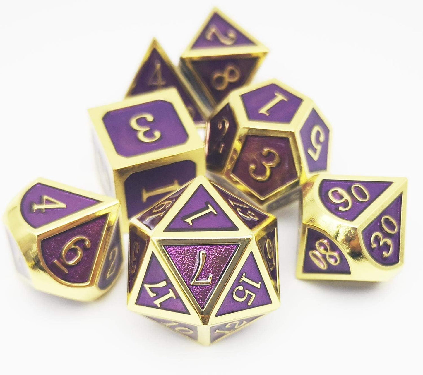 Haxtec D&D Metal Dice Set Gold Purple DND Dice Compatible with Dungeons and Dragons Gifts RPG Roleplaying Dice